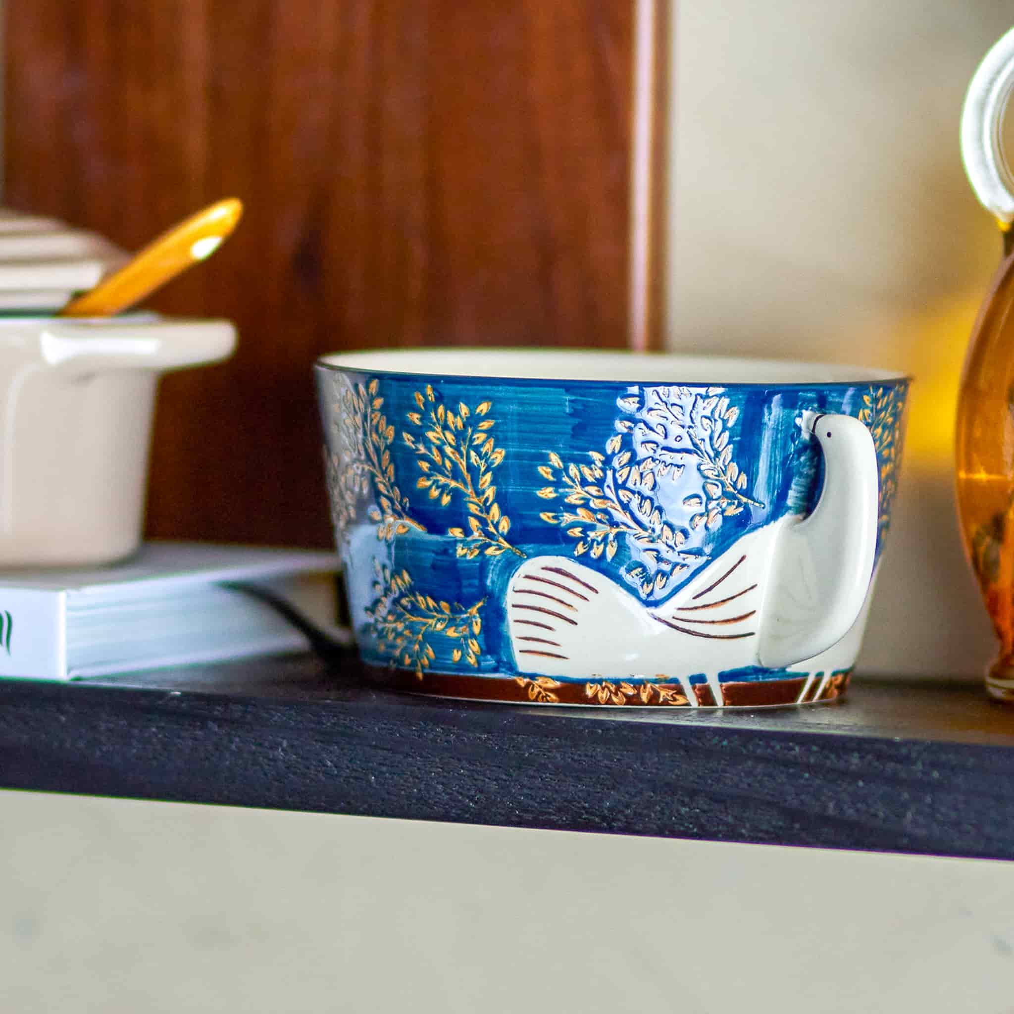 Hezha Blue Bowl with Bird, 13cm - Image 2