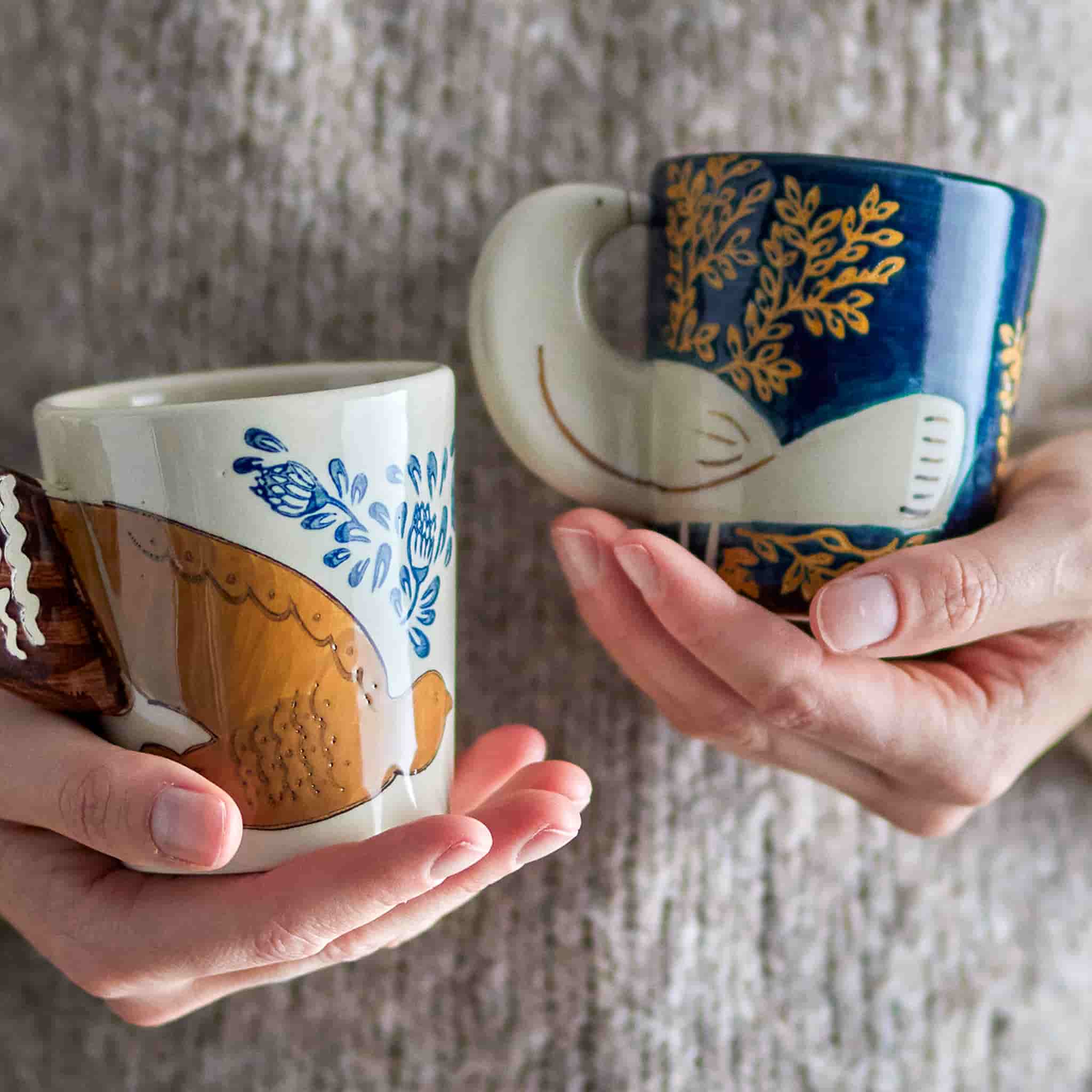 Hezha Blue Mug with Bird, 260ml - Image 2