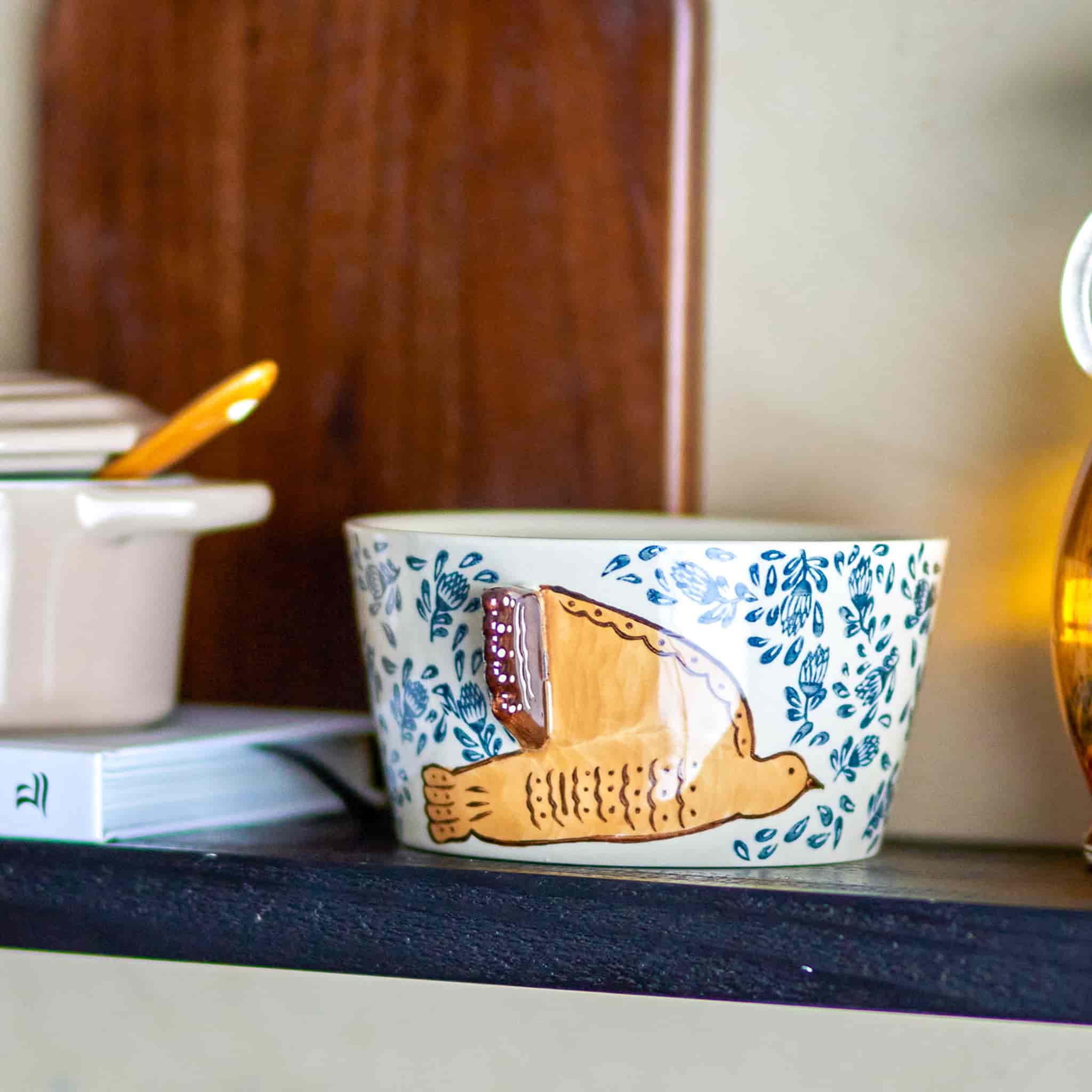 Hezha White Bowl with Bird, 13cm - Image 2