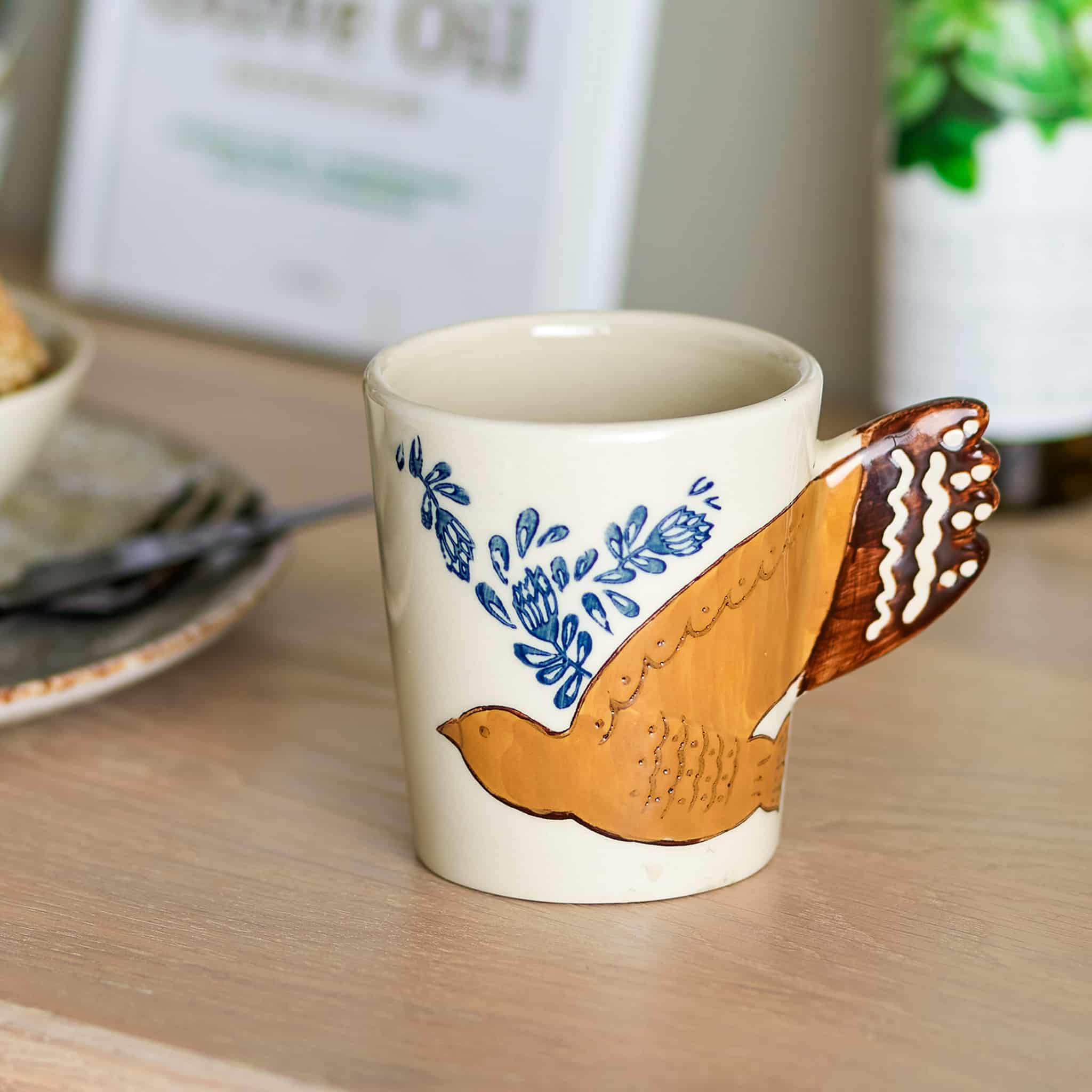 Hezha White Mug with Bird, 260ml - Image 2