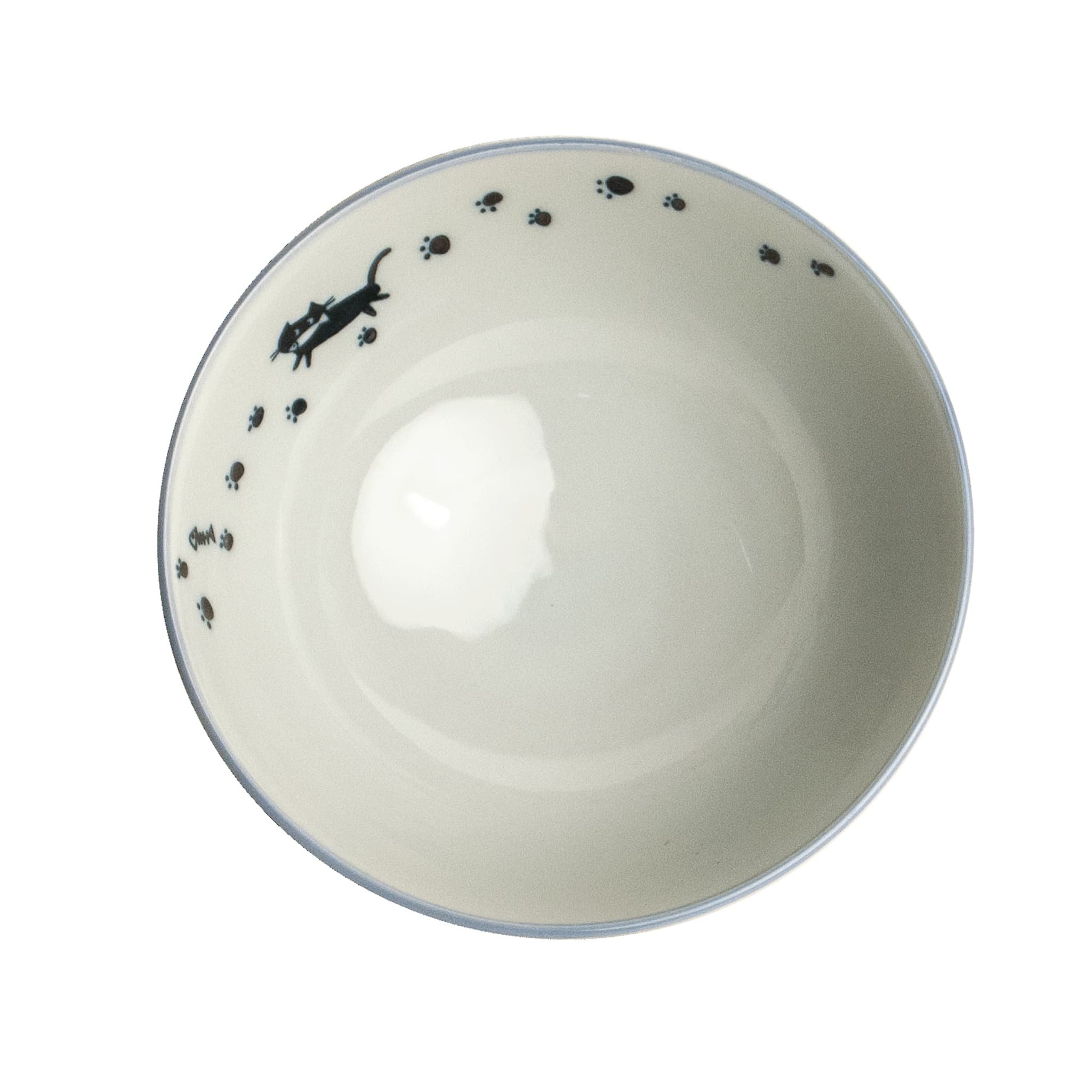 Japanese Cat with Footprints Rice Bowl, 14cm - Image 2