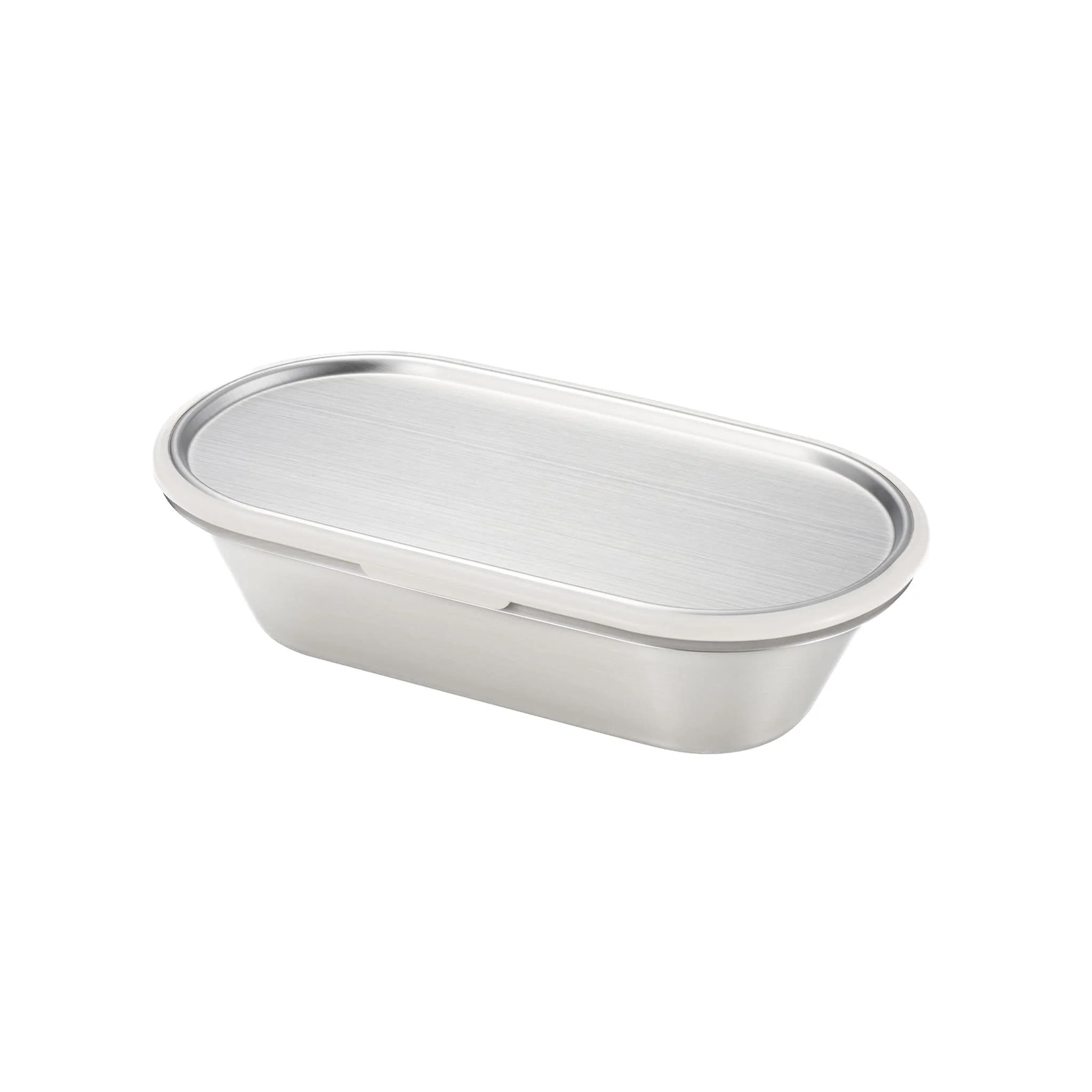 Japanese Grey Rim Stainless Steel Lunch Box, 21x11cm