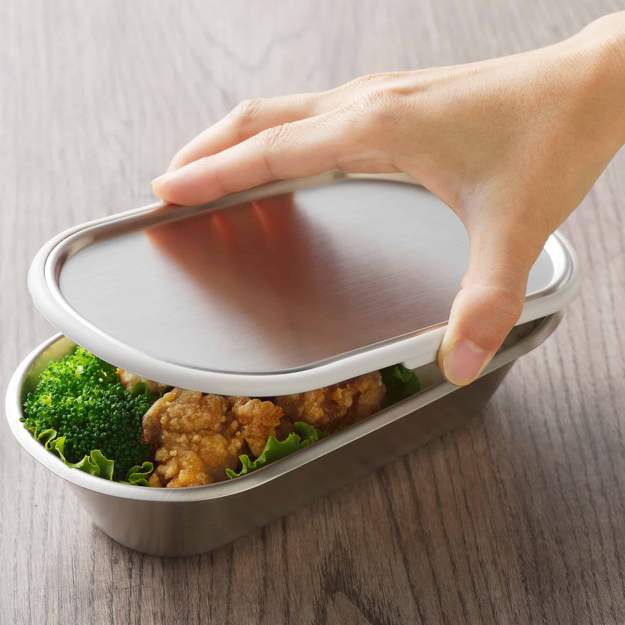 Japanese Grey Rim Stainless Steel Lunch Box, 21x11cm - Image 3