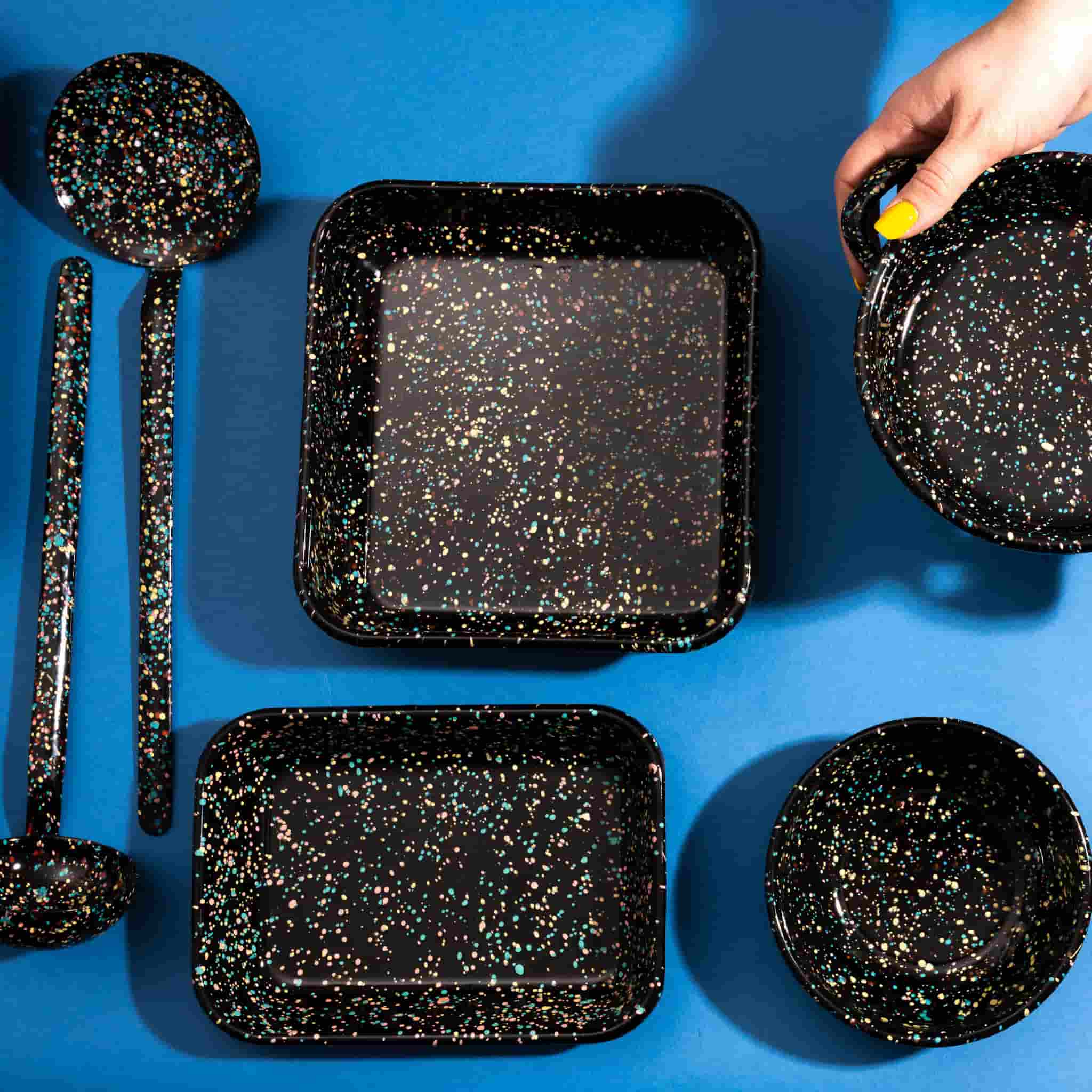 Kapka x Sous Chef Galaxy Splatter Enamel Square Roasting & Serving Dish, 21cm - Image 2