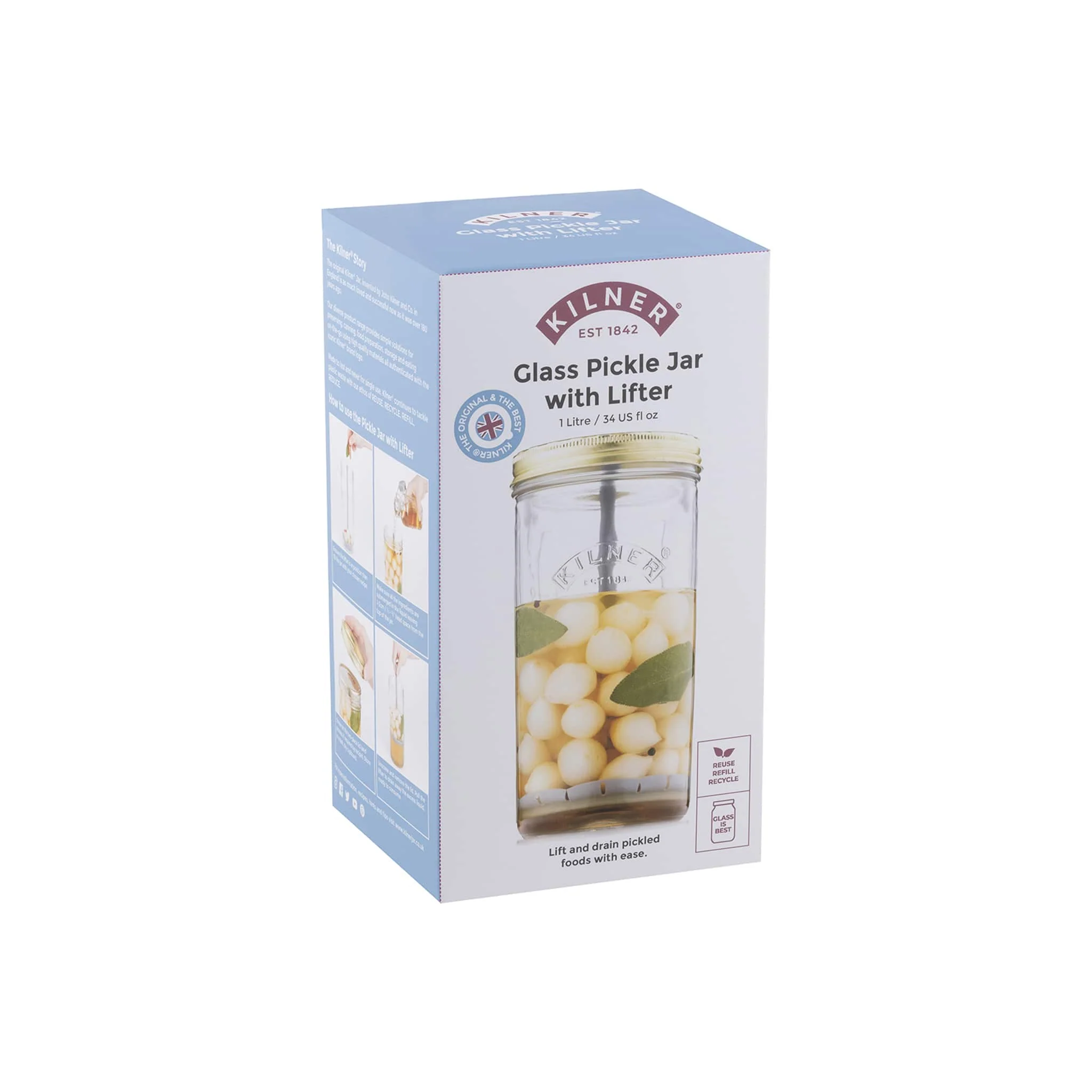 Kilner Pickle Jar with Lifter, 1 Litre - Image 2