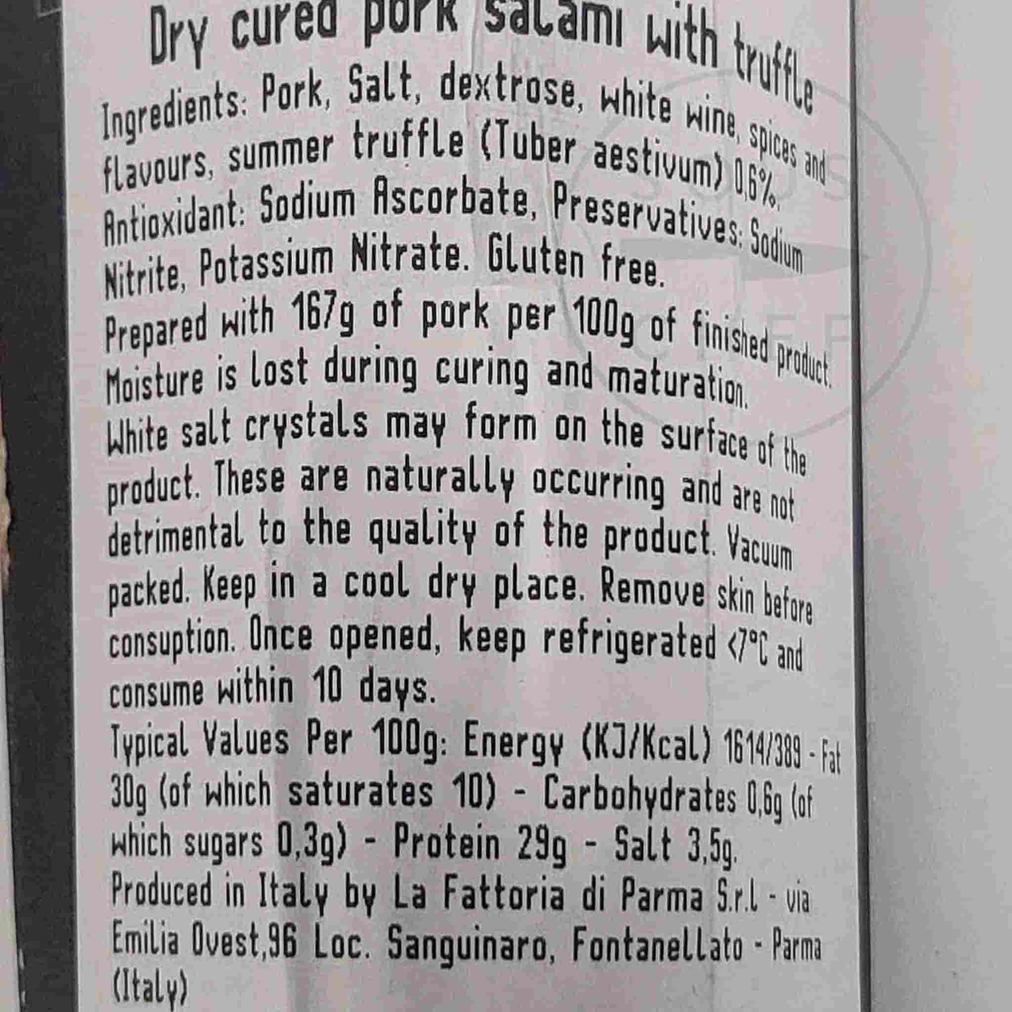 La Fattoria Di Parma Strolghino Salami with Truffles, 140g - Image 2