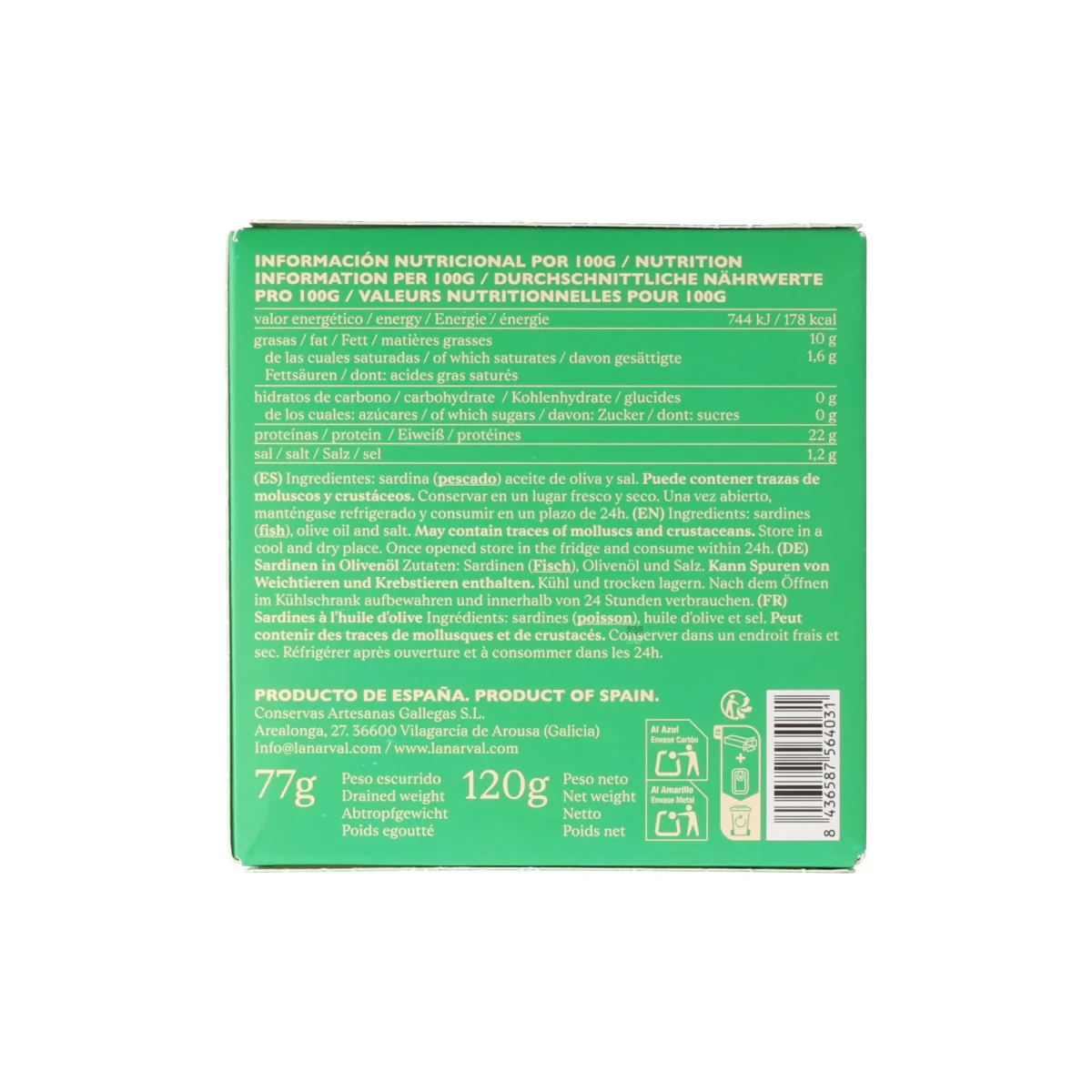 La Narval Premium Small Galician Sardines in Olive Oil, 120g - Image 3