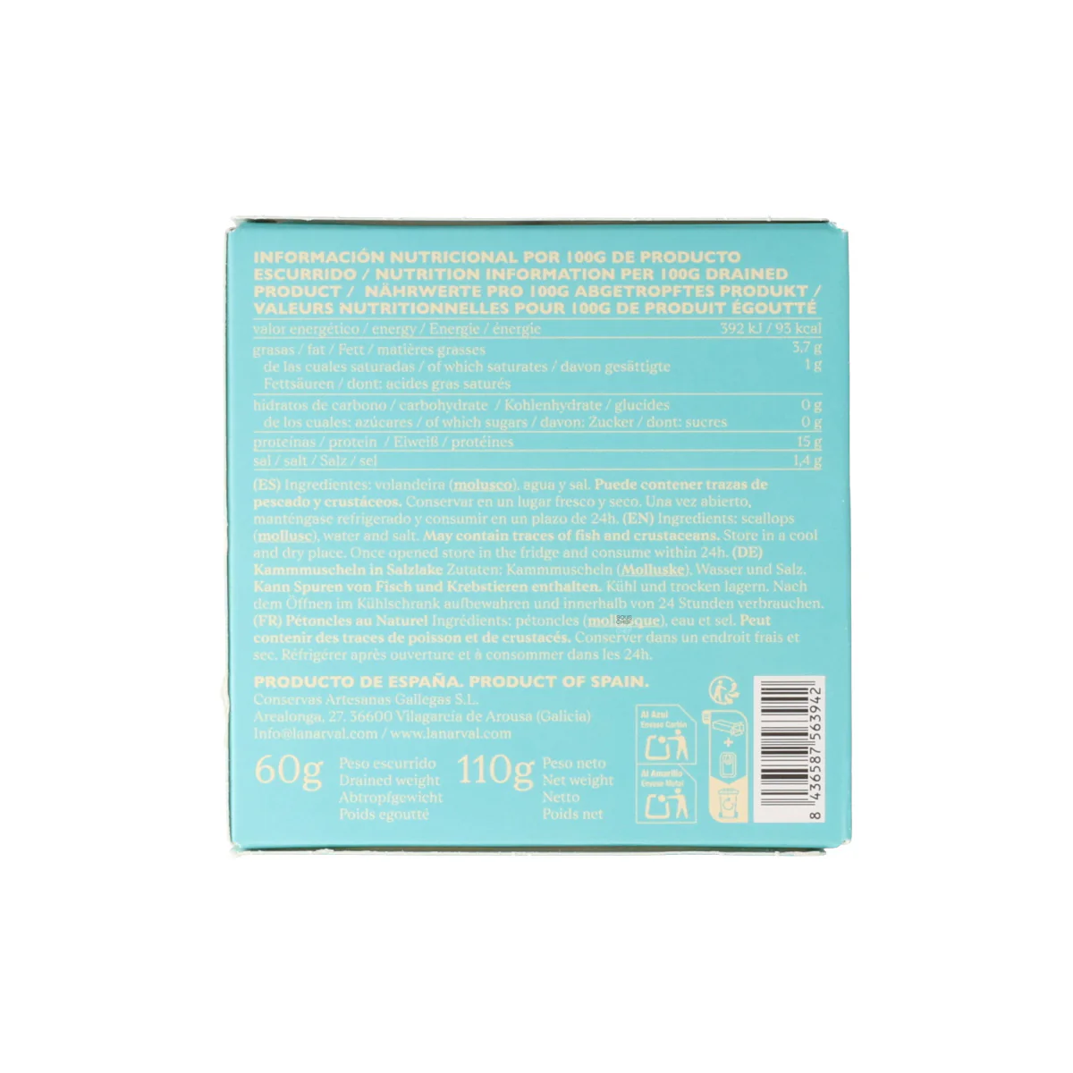 La Narval Premium Small Galician Scallops in Brine, 120g - Image 3