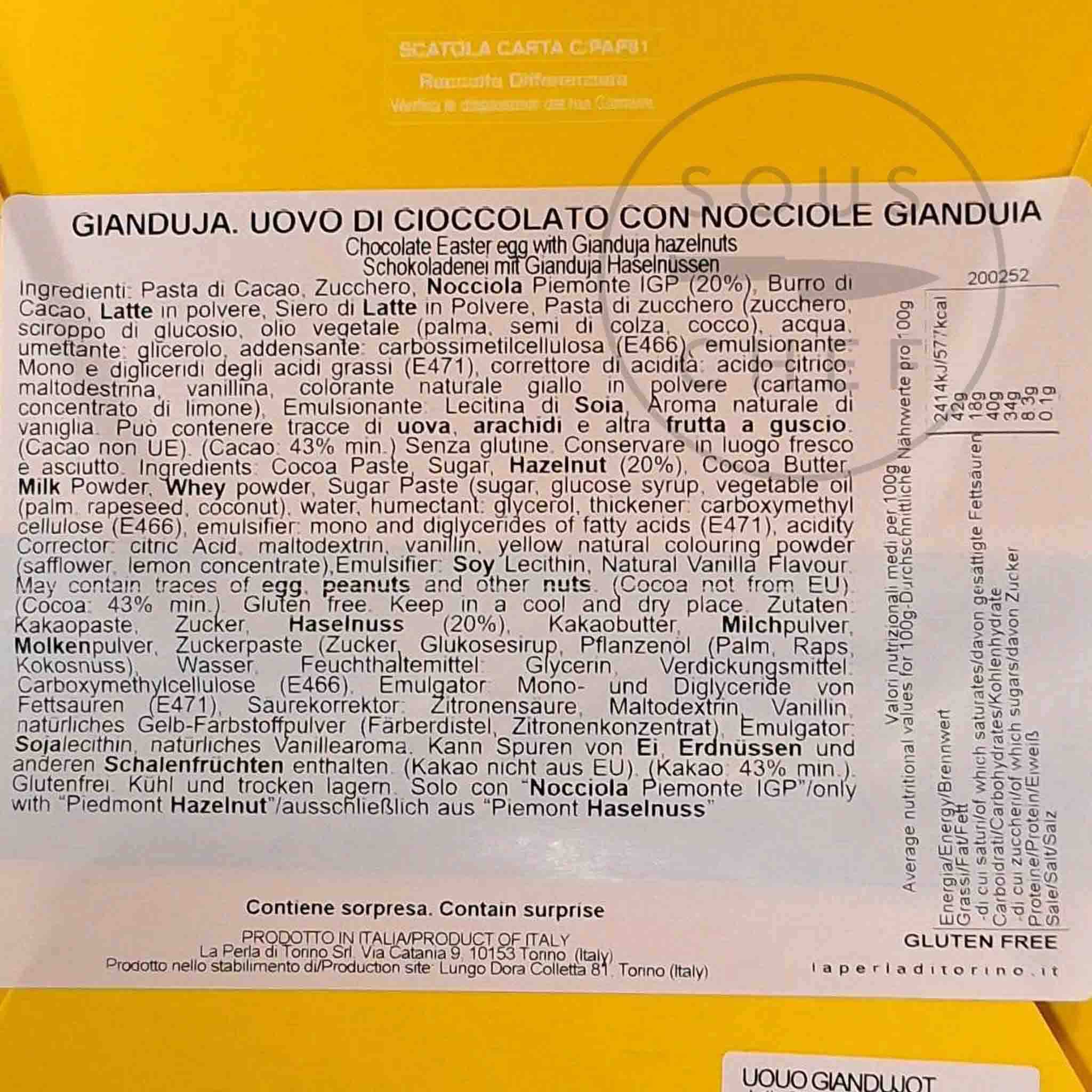 La Perla di Torino Gianduja & Hazelnut Giant Easter Egg, 450g - Image 4