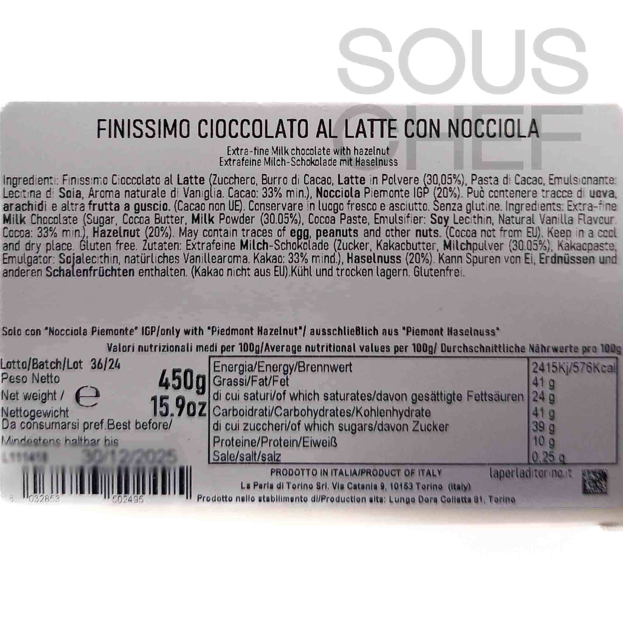 La Perla di Torino Milk Chocolate Slab with Whole Roasted Hazelnuts, 450g - Image 5