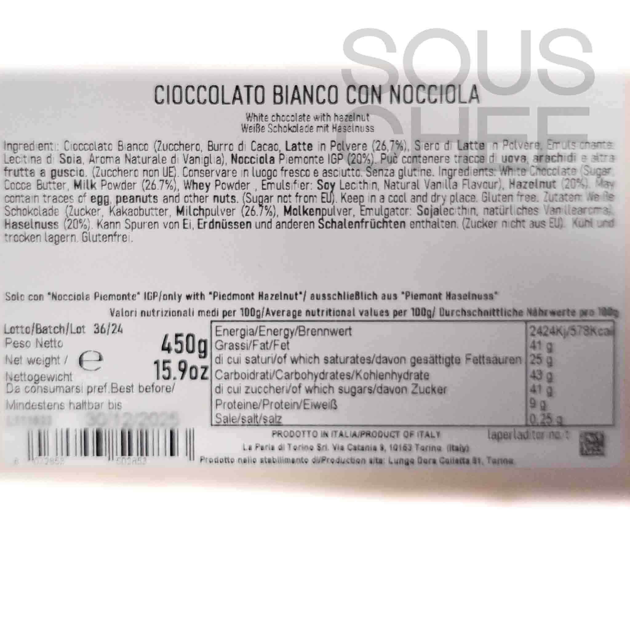 La Perla di Torino White Chocolate Slab with Whole Roasted Hazelnuts, 450g - Image 5