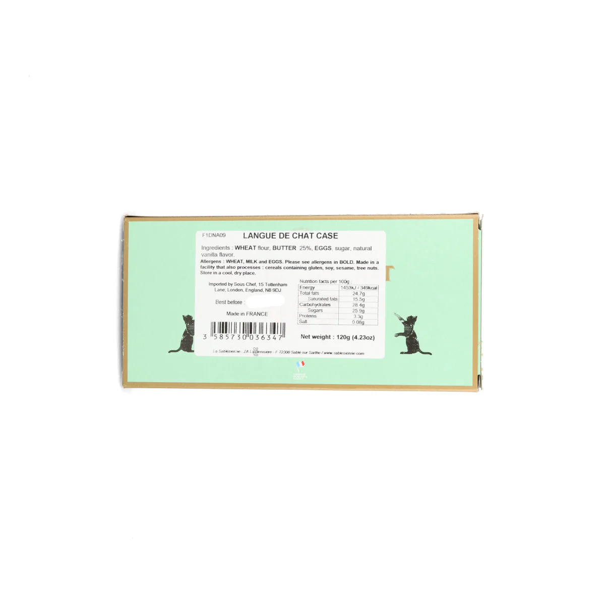 La Sablesienne Langues de Chat Cat Tongue Biscuits, 120g - Image 2