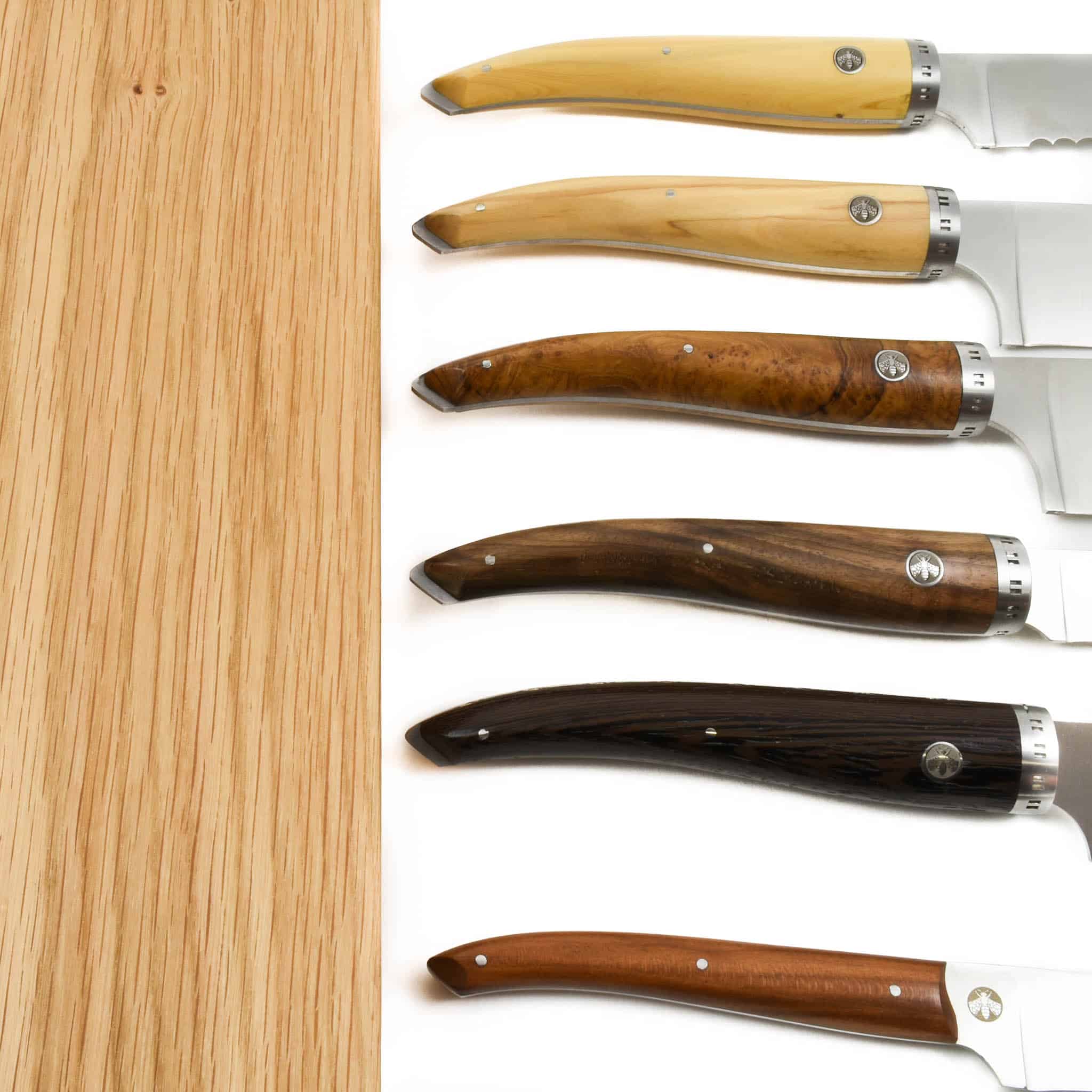 Laguiole en Aubrac Gourmet Knife Block of 6 Kitchen Knives, Mixed Woods - Image 2