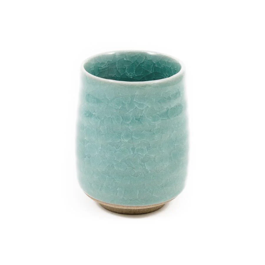 Large Duck Egg Blue Glaze Tea Cup - Image 2