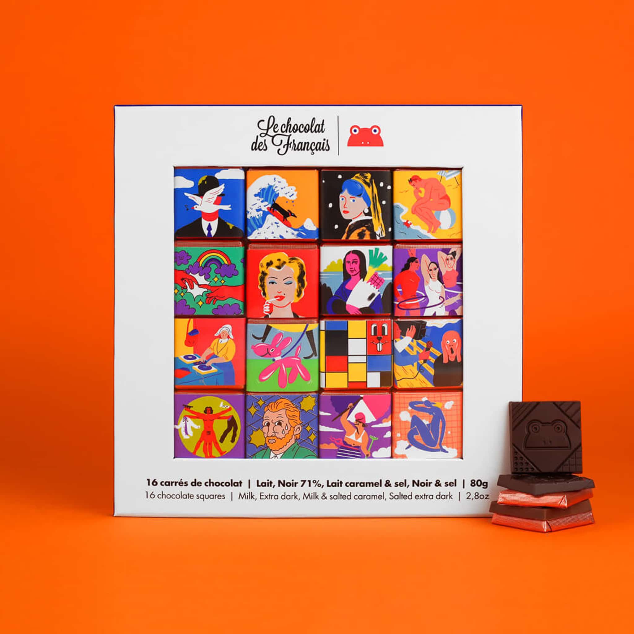 Le Chocolat des Francais 16 Piece Art Design Organic Chocolate Squares, 80g - Image 2