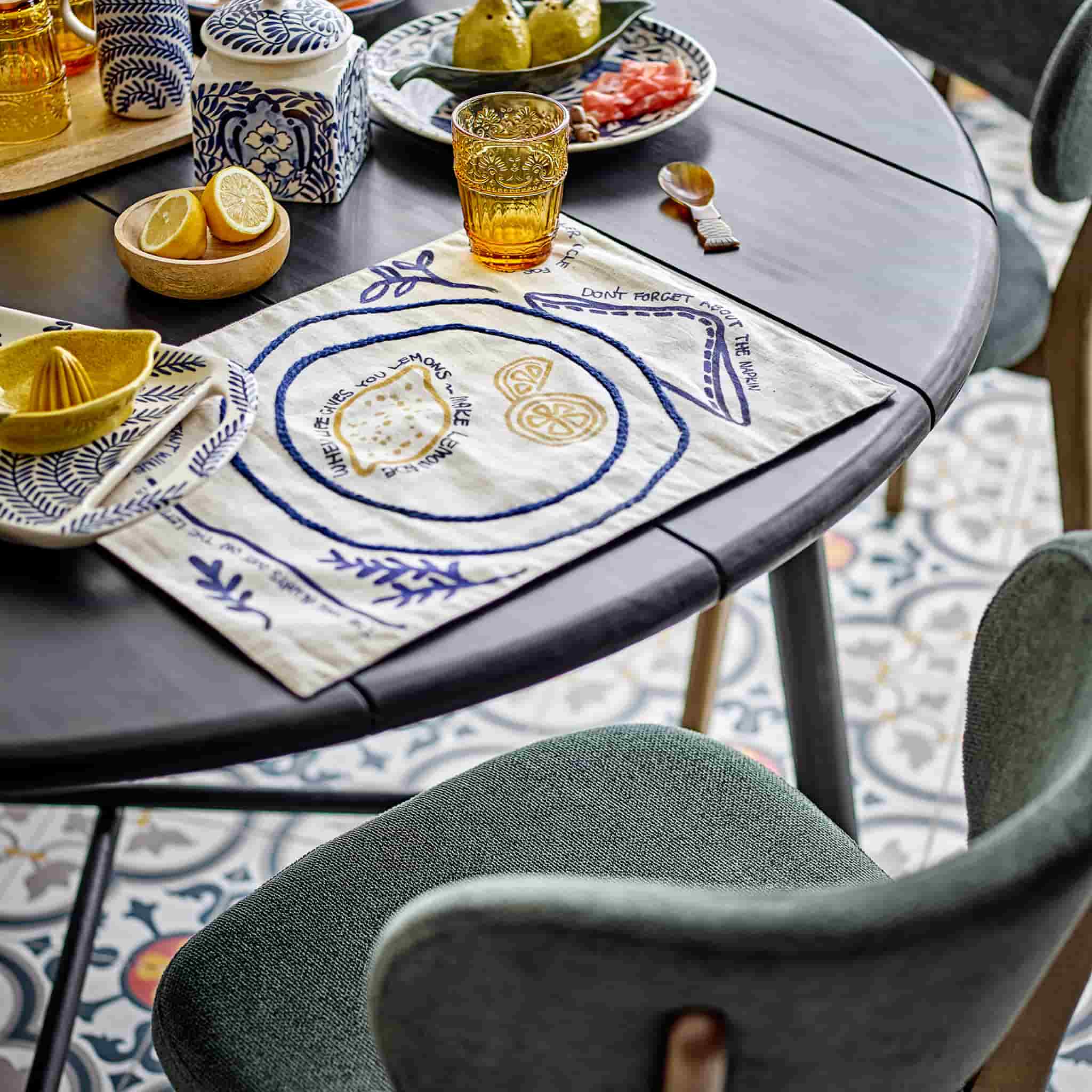 Lemon Embroidered Place Mat, 48cm - Image 2