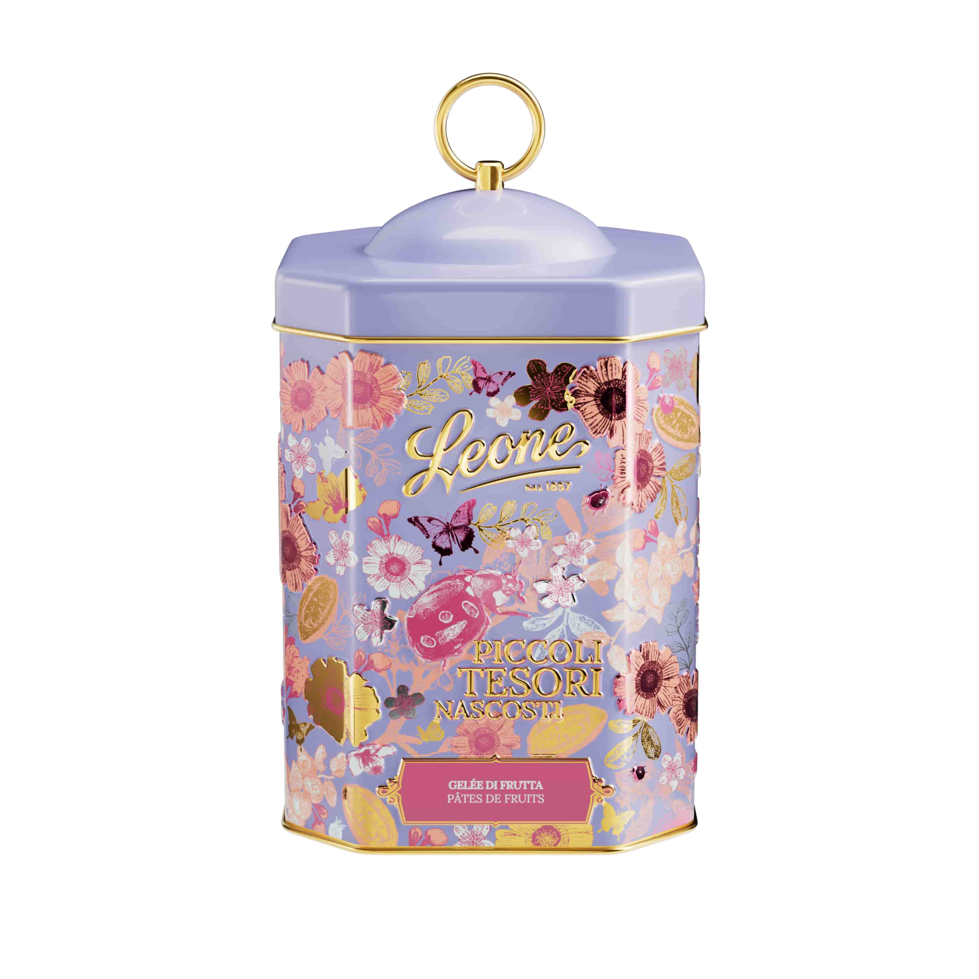 Leone Fruit Jellies in Lilac Floral Gift Tin, 350g - Image 2