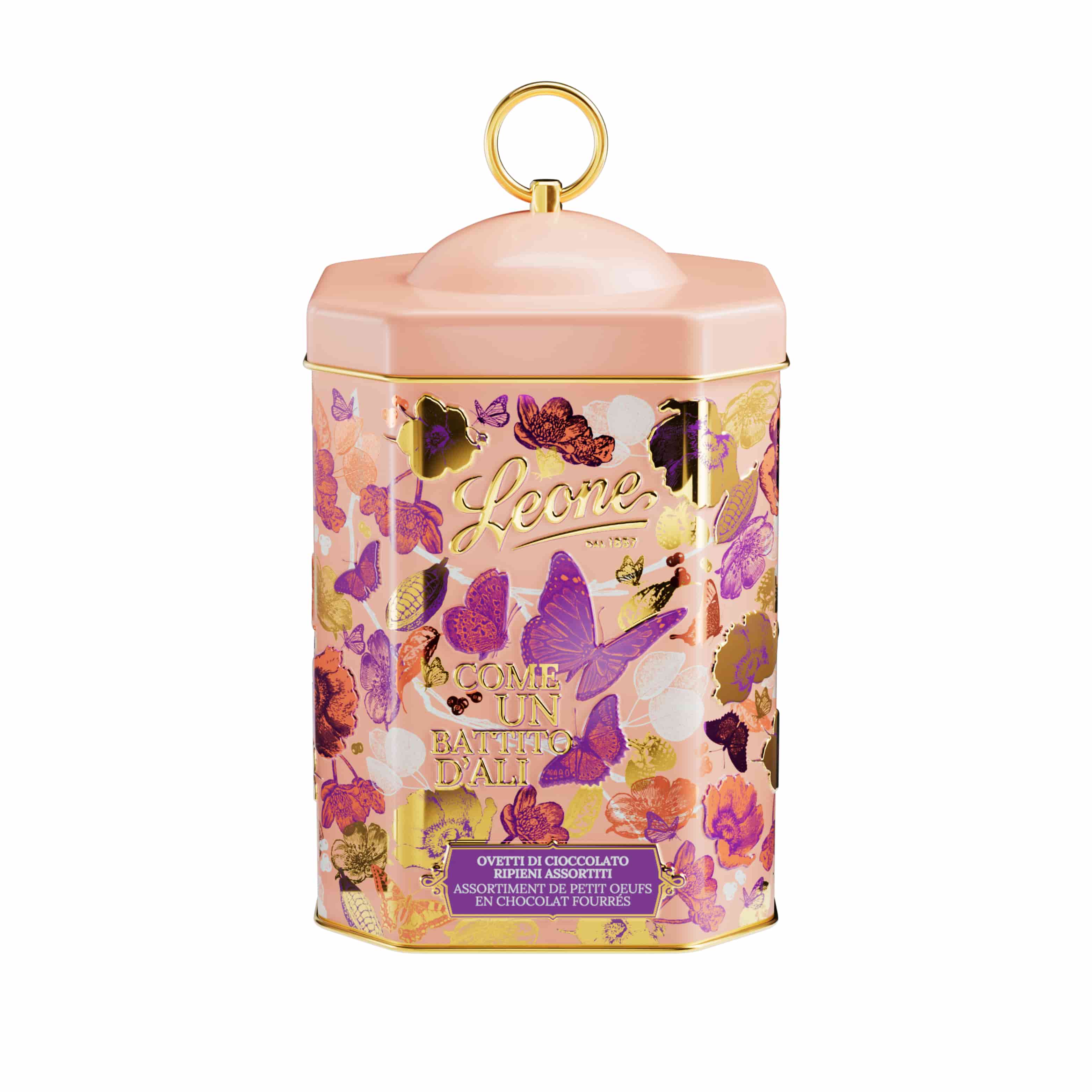 Leone Milk & Dark Chocolate Easter Egg Pralines in Blush Floral Gift Tin, 350g - Image 2