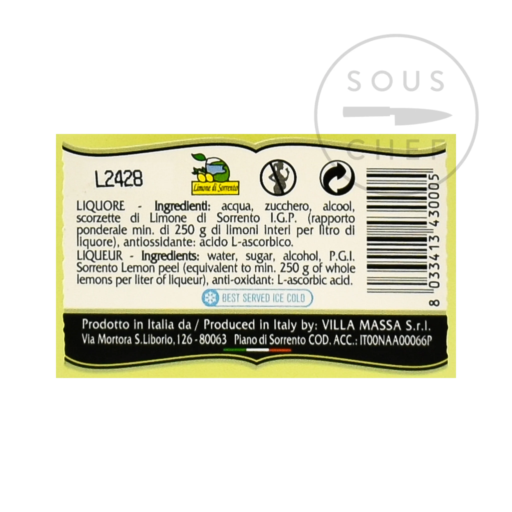 Villa Massa Limoncello, 500ml - Image 2