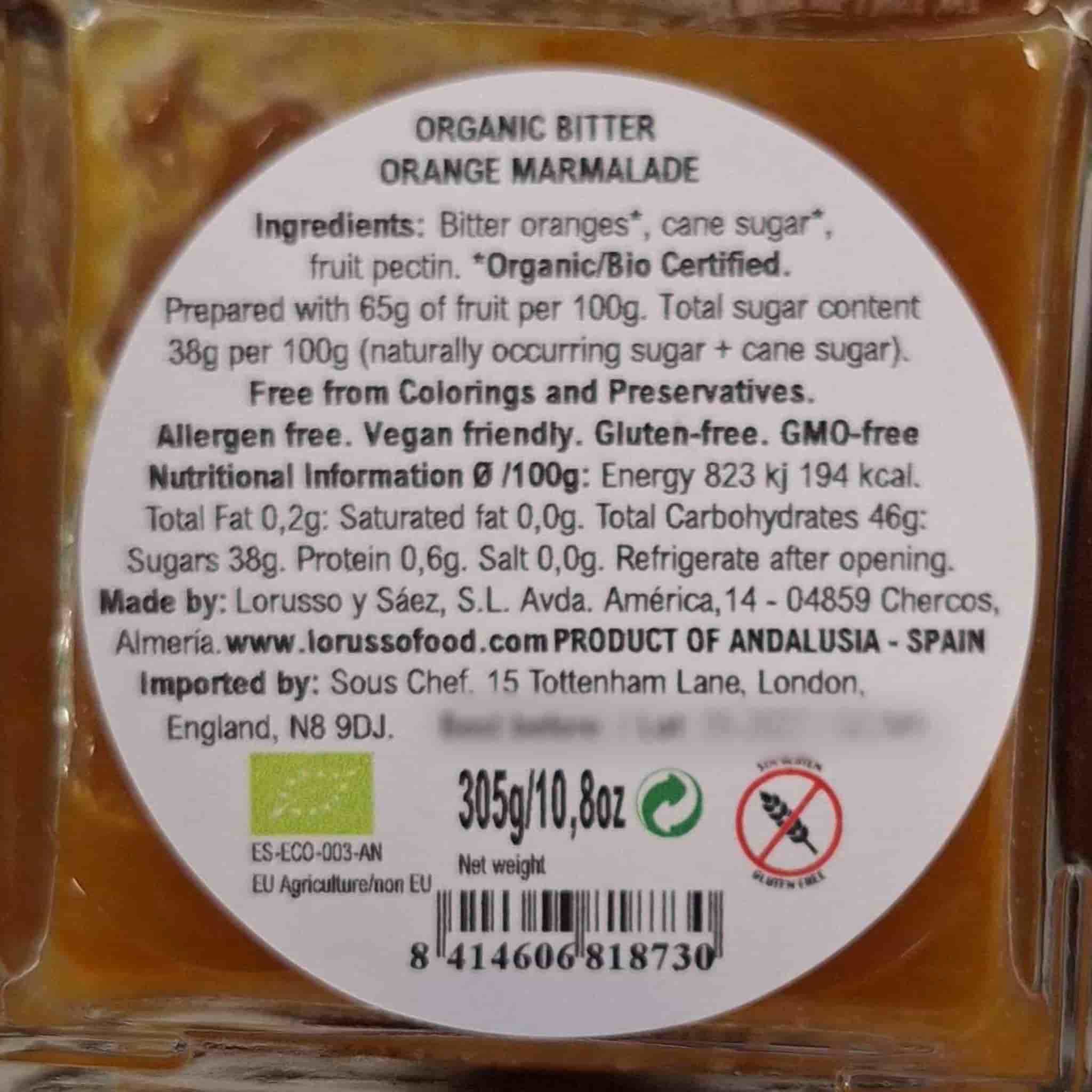 LoRUSSo Organic Artisanal Bitter Orange Jam, 305g - Image 2