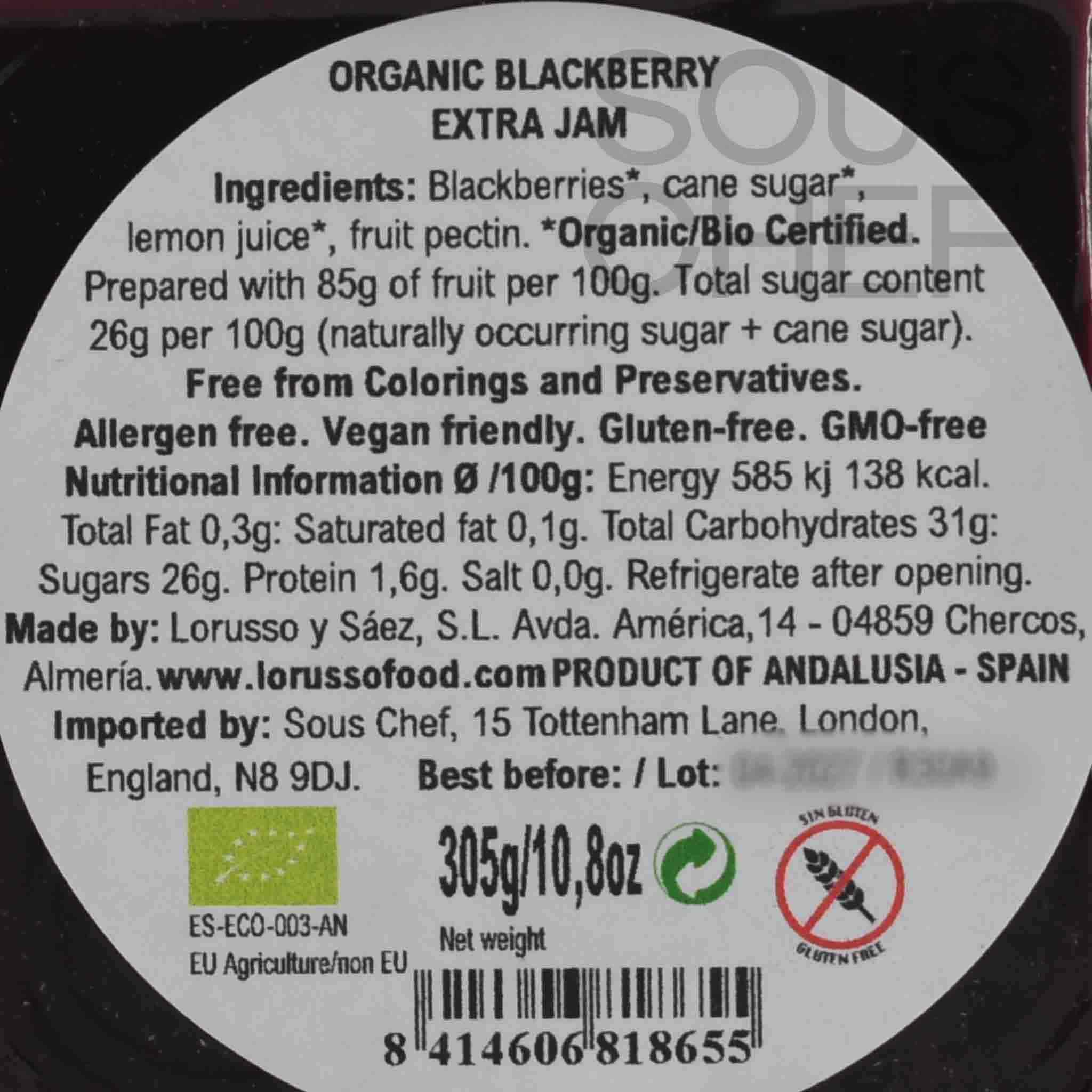 LoRUSSo Organic Artisanal Blackberry Jam, 305g - Image 2