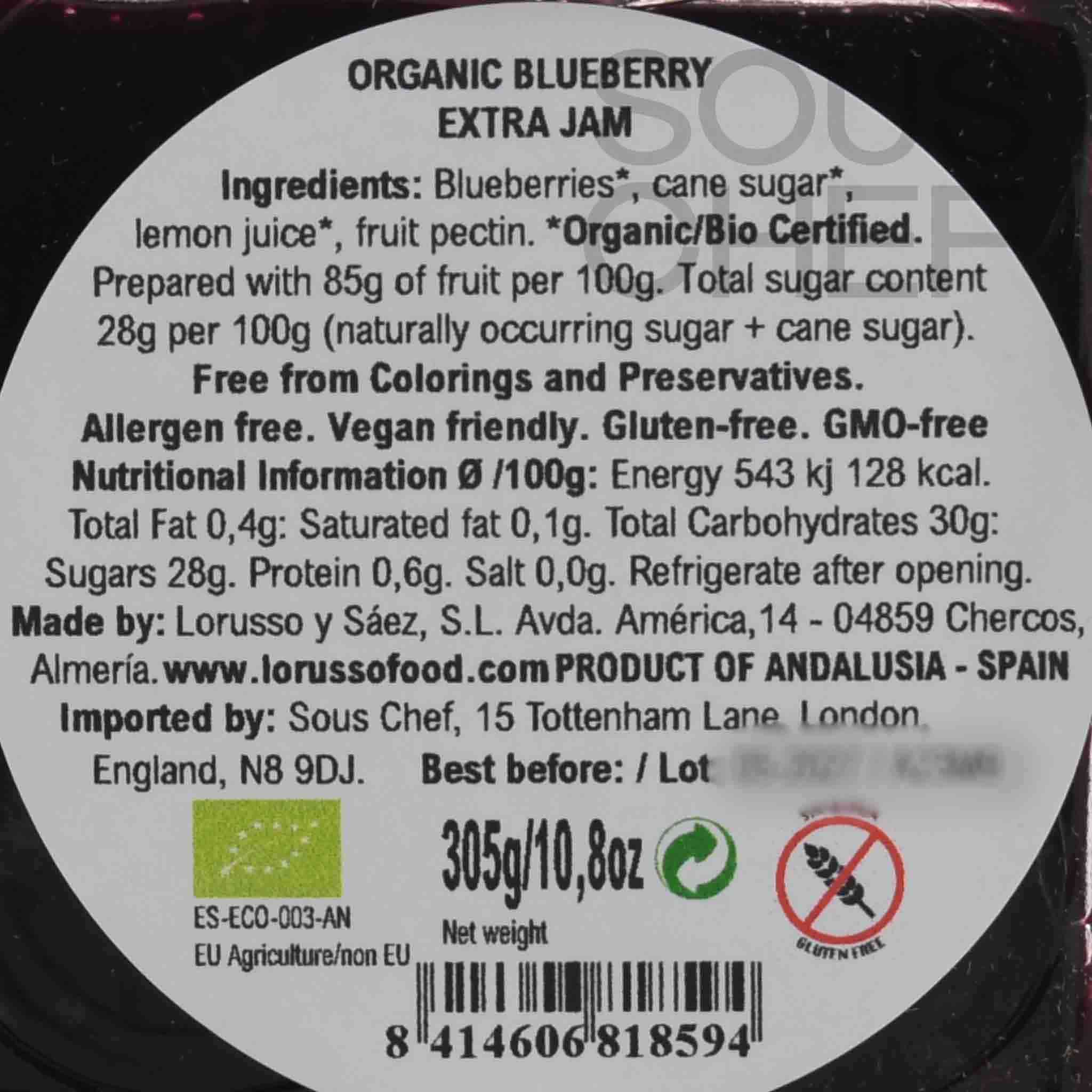 LoRUSSo Organic Artisanal Blueberry Jam, 305g - Image 2