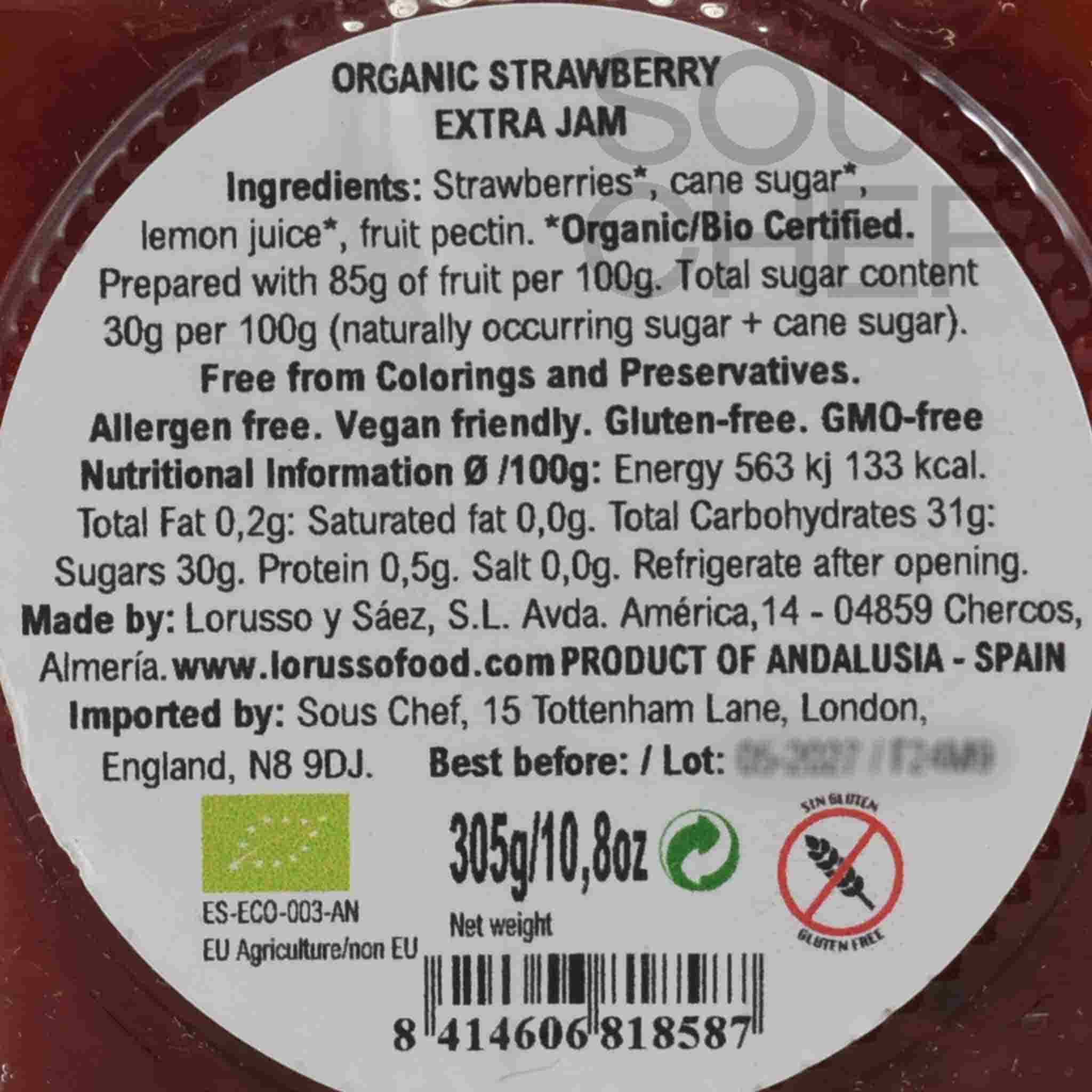 LoRUSSo Organic Artisanal Strawberry Jam, 305g - Image 2