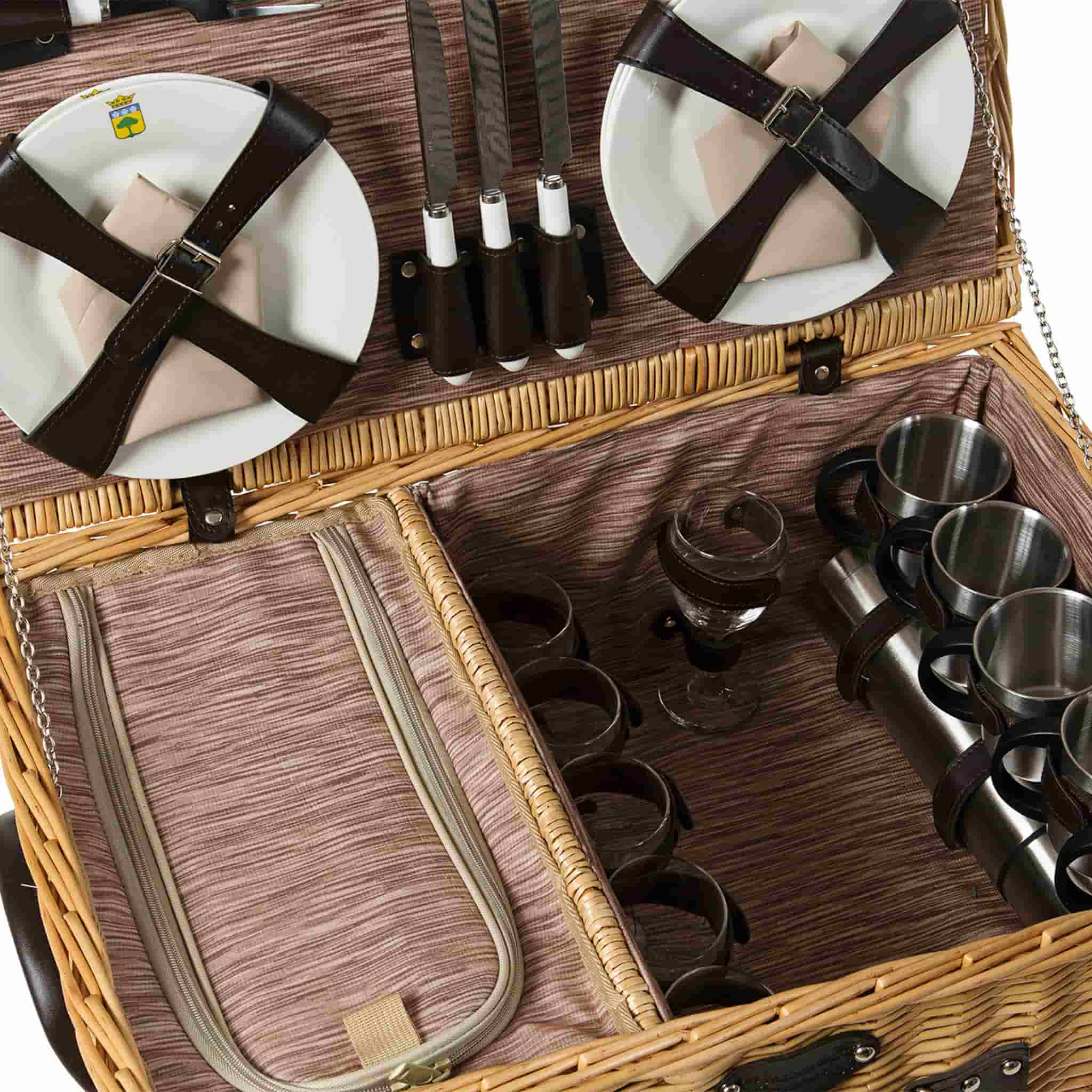 Louvre Natural Picnic Basket, 6 Person - Image 4