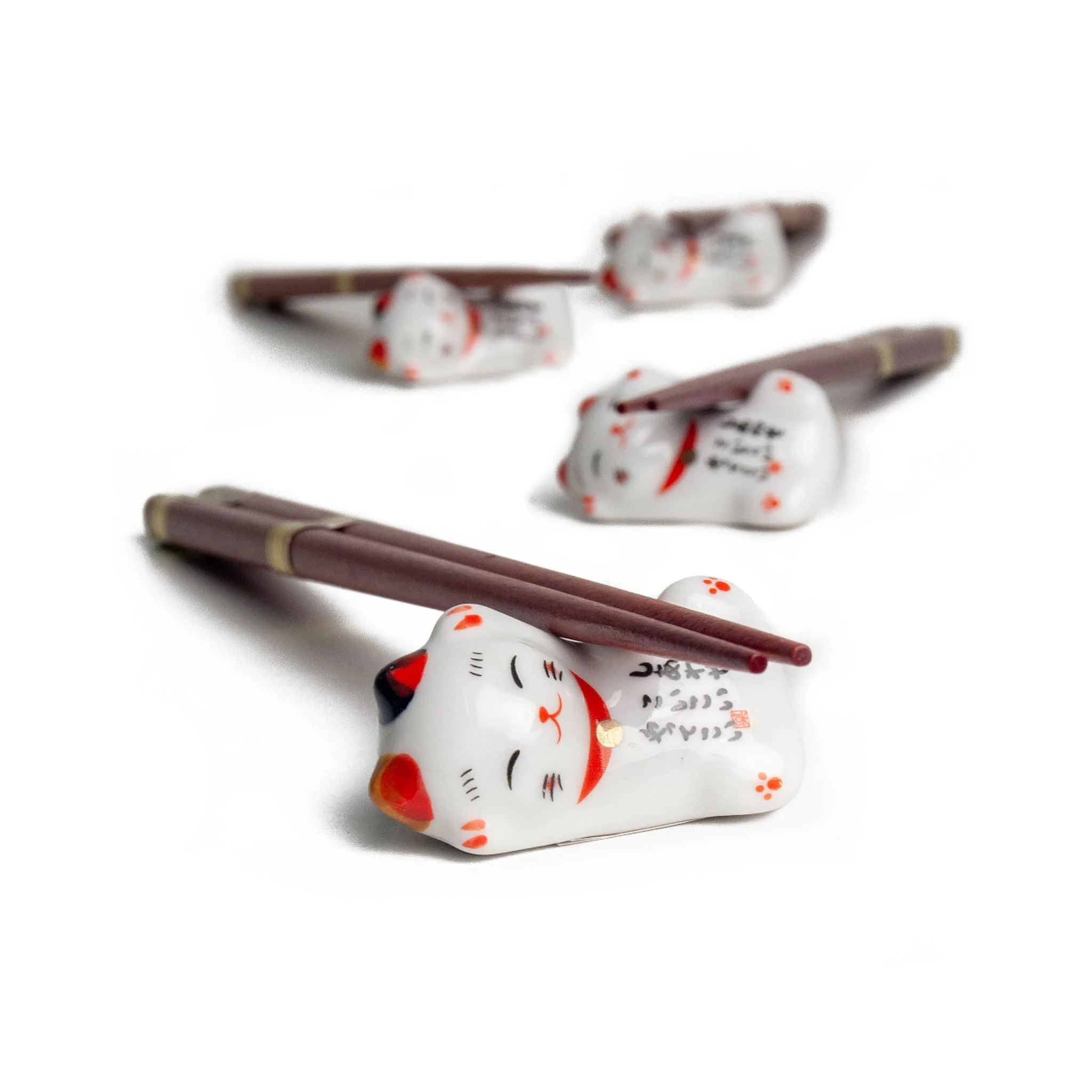 Lucky Cats Chopstick & Rest Set, 4 Pairs - Image 2