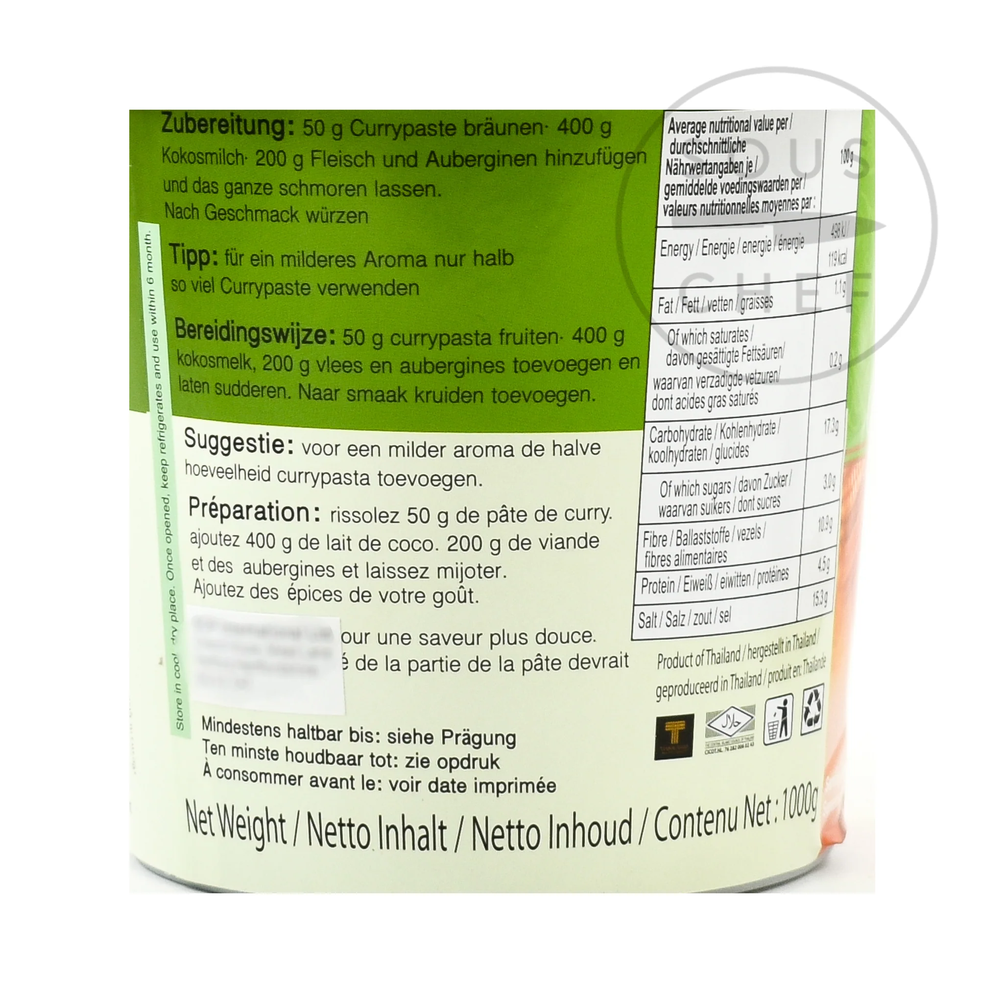 Mae Ploy Green Curry Paste, 1kg - Image 3