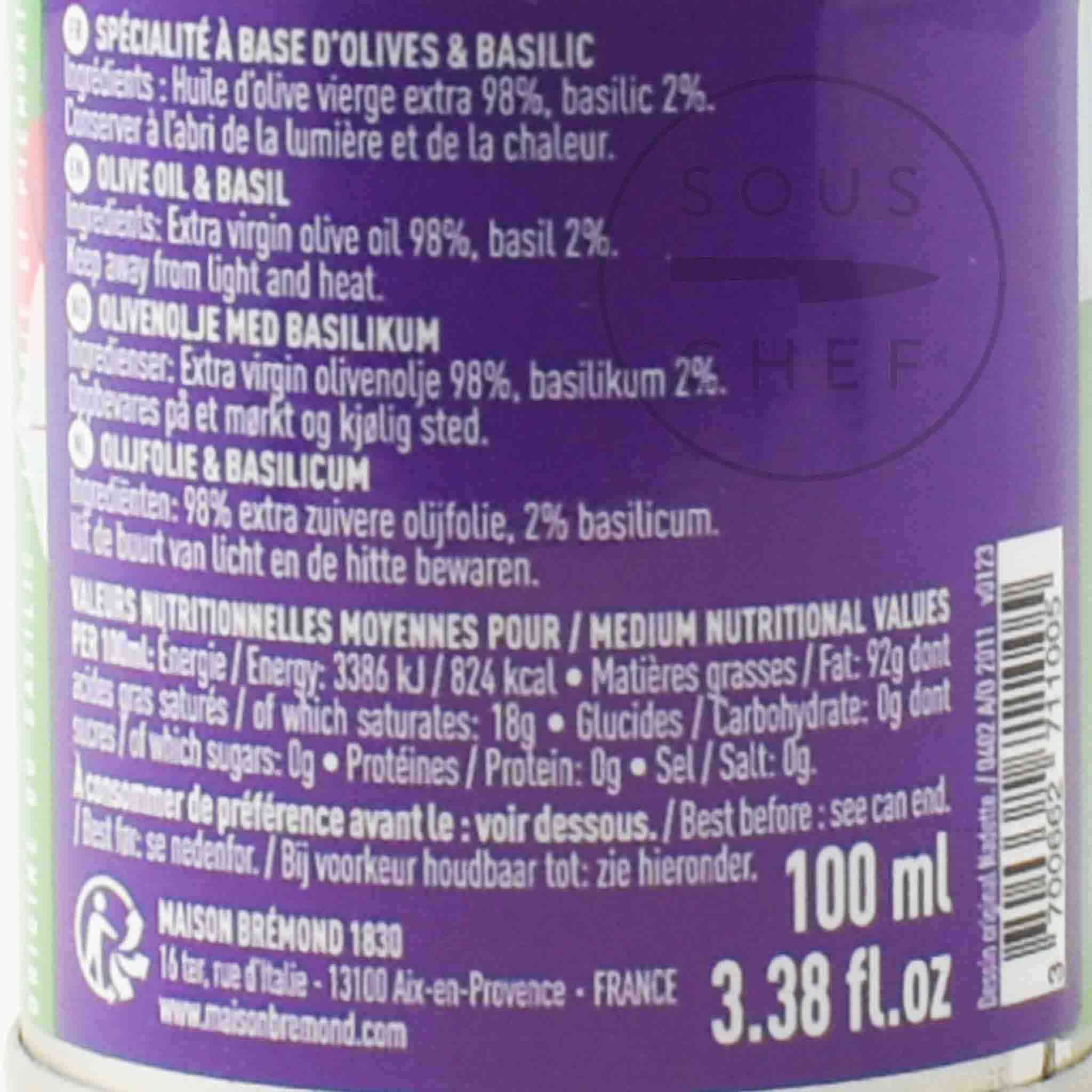 Maison Bremond Extra Virgin Olive Oil with Basil, 100ml - Image 2