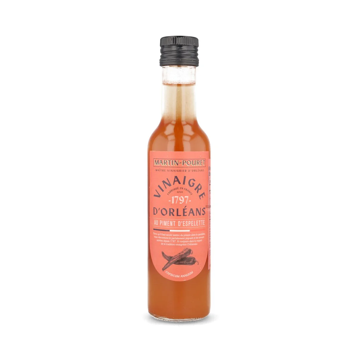 Martin Pouret Orleans White Wine Vinegar with D.O.P Espelette Pepper, 250ml