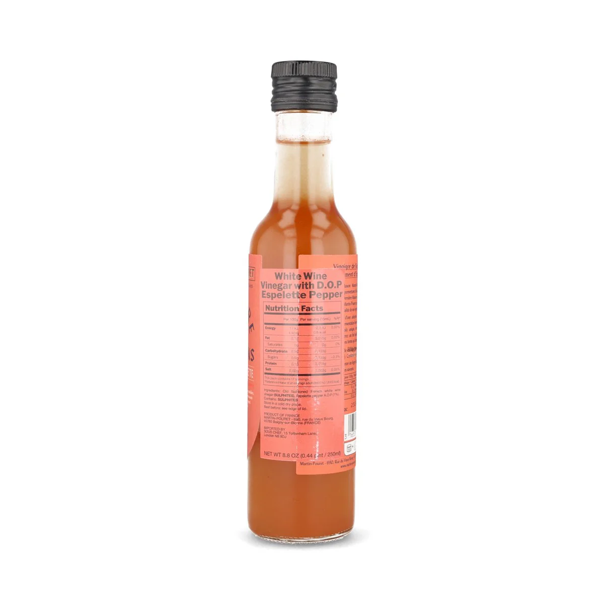 Martin Pouret Orleans White Wine Vinegar with D.O.P Espelette Pepper, 250ml - Image 2