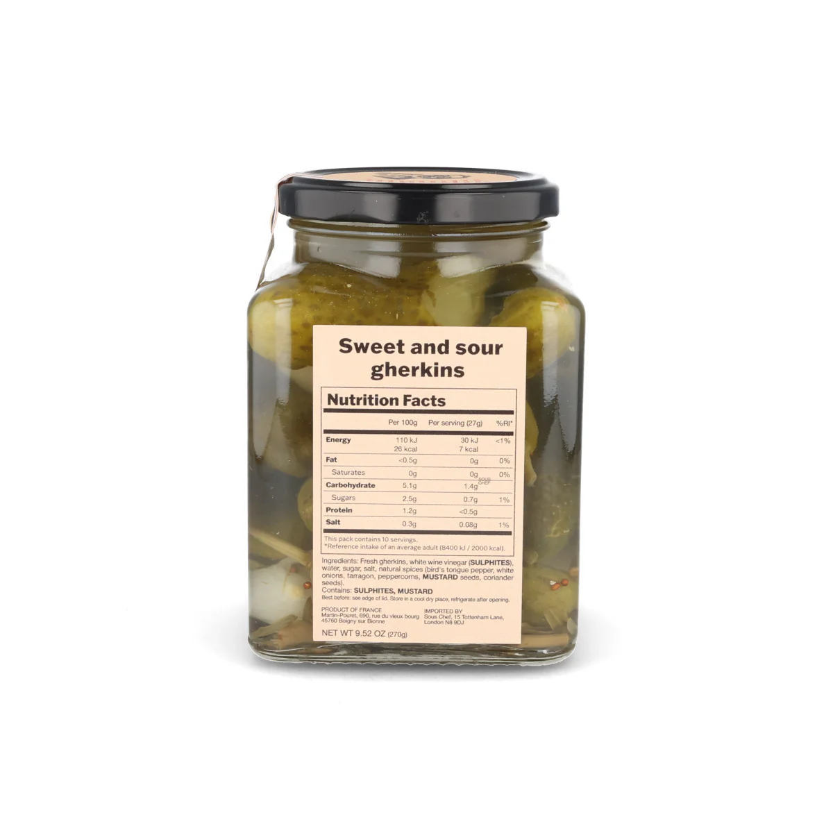 Martin Pouret Sour and "Not So Sweet" French Gherkins, 270g - Image 2
