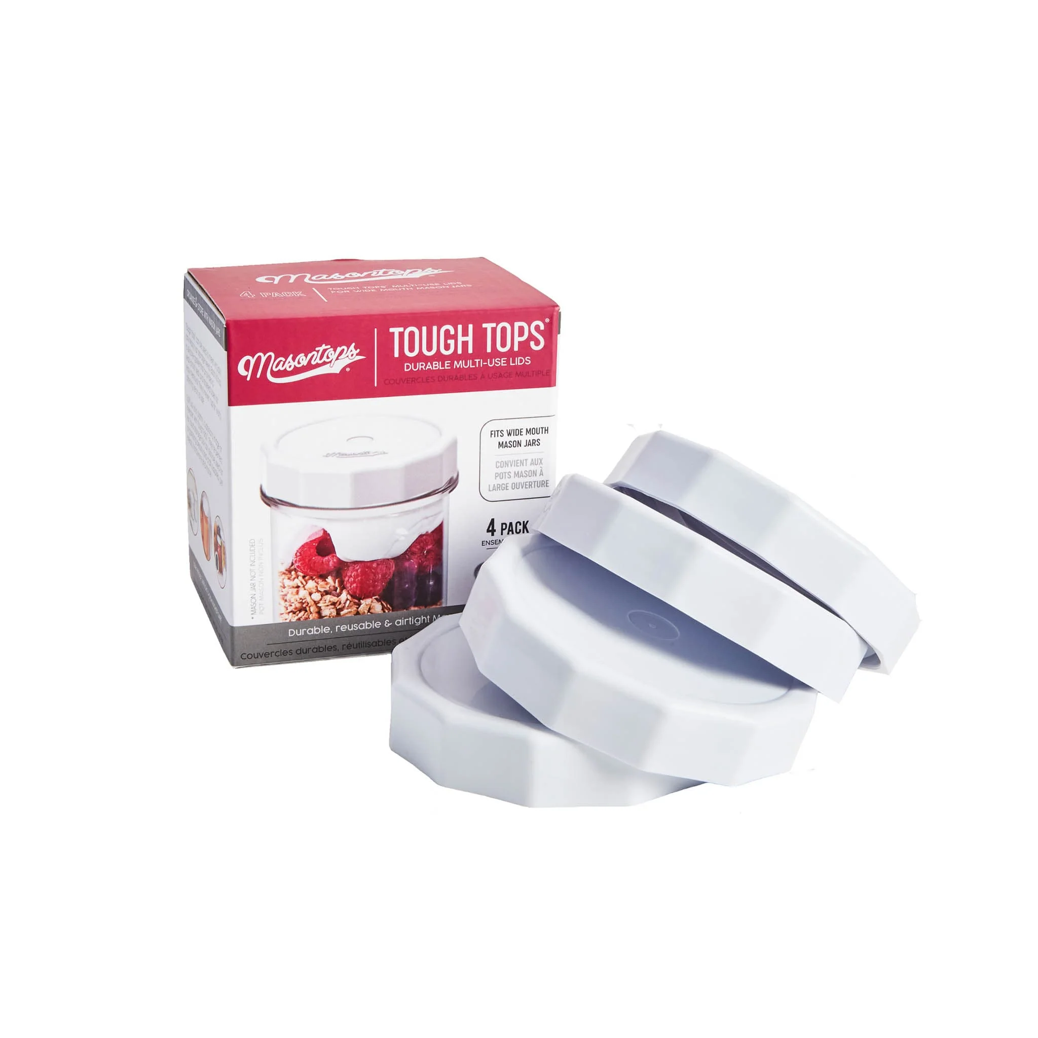 Masontops Wide Mouth Tough Tops, White Set of 4 - Image 2