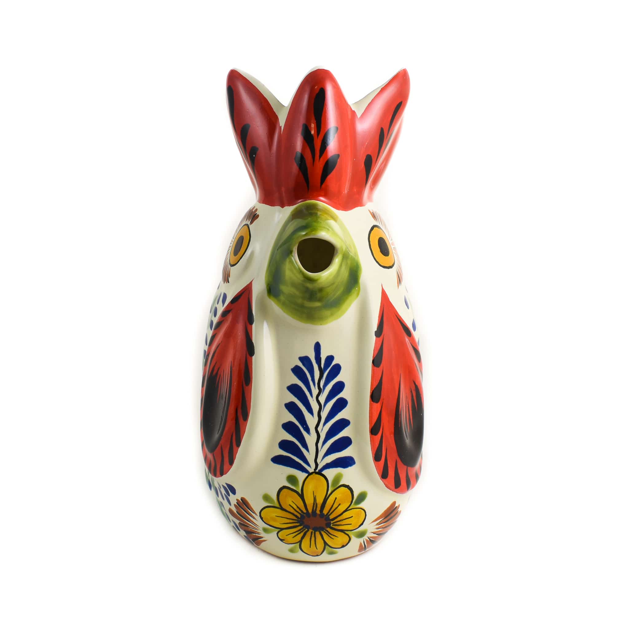 Mexican Hand Painted Blue Rooster Pitcher - Image 3