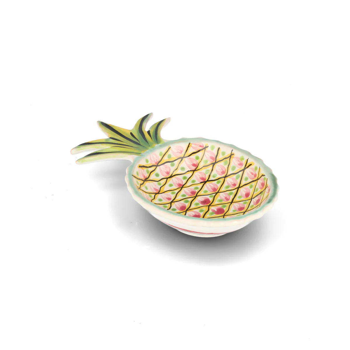 Mexican Hand Painted Purple and Yellow Pineapple Large Plate, 23cm