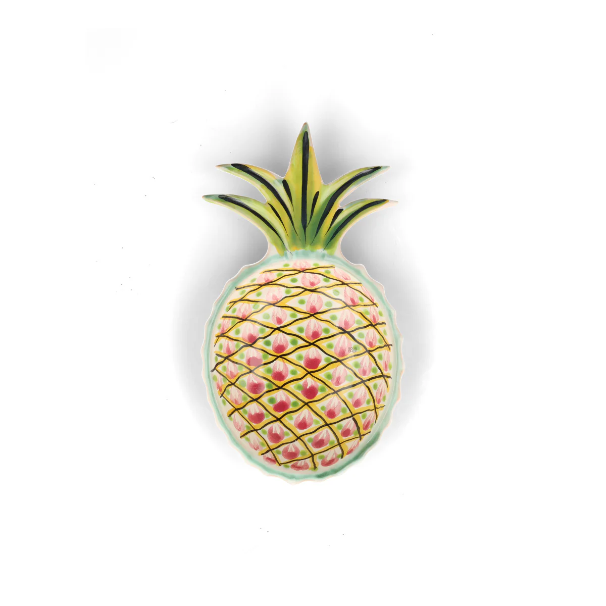 Mexican Hand Painted Purple and Yellow Pineapple Large Plate, 23cm - Image 2