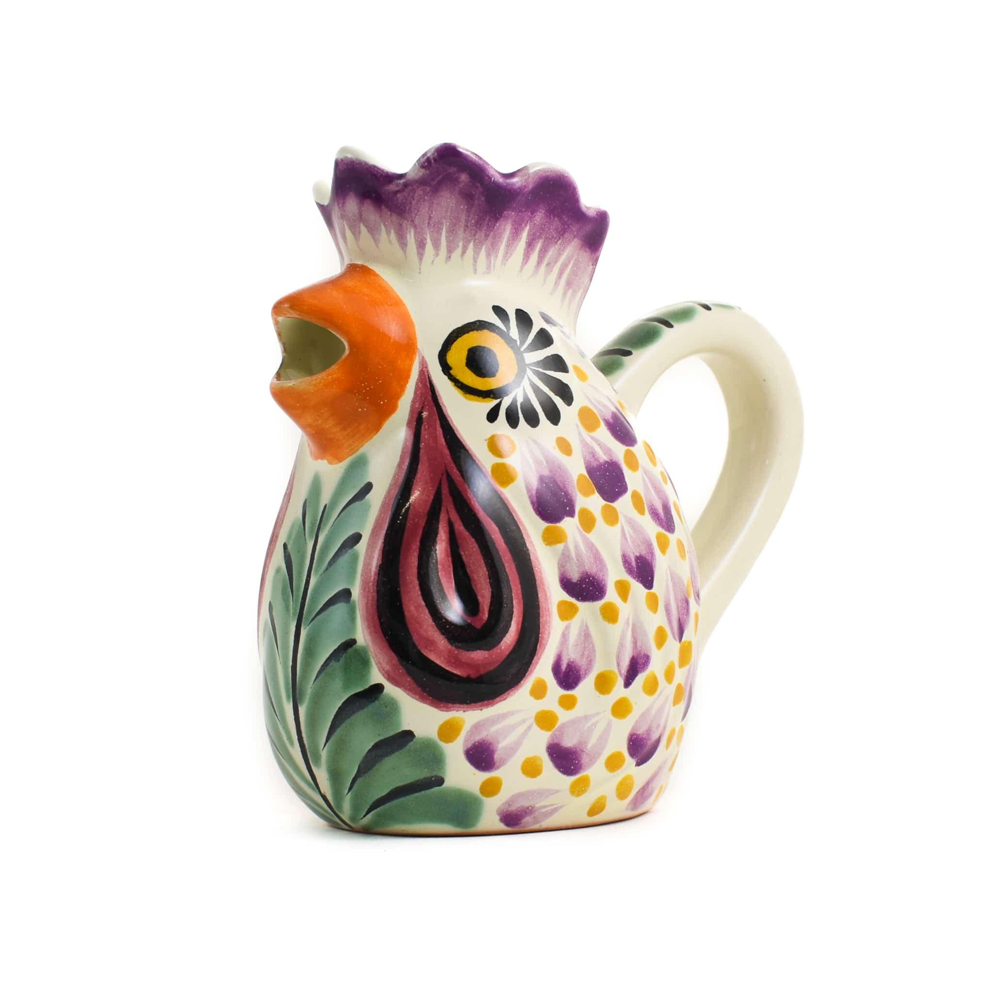 Mexican Hand Painted Rooster Milk Jug - Image 2