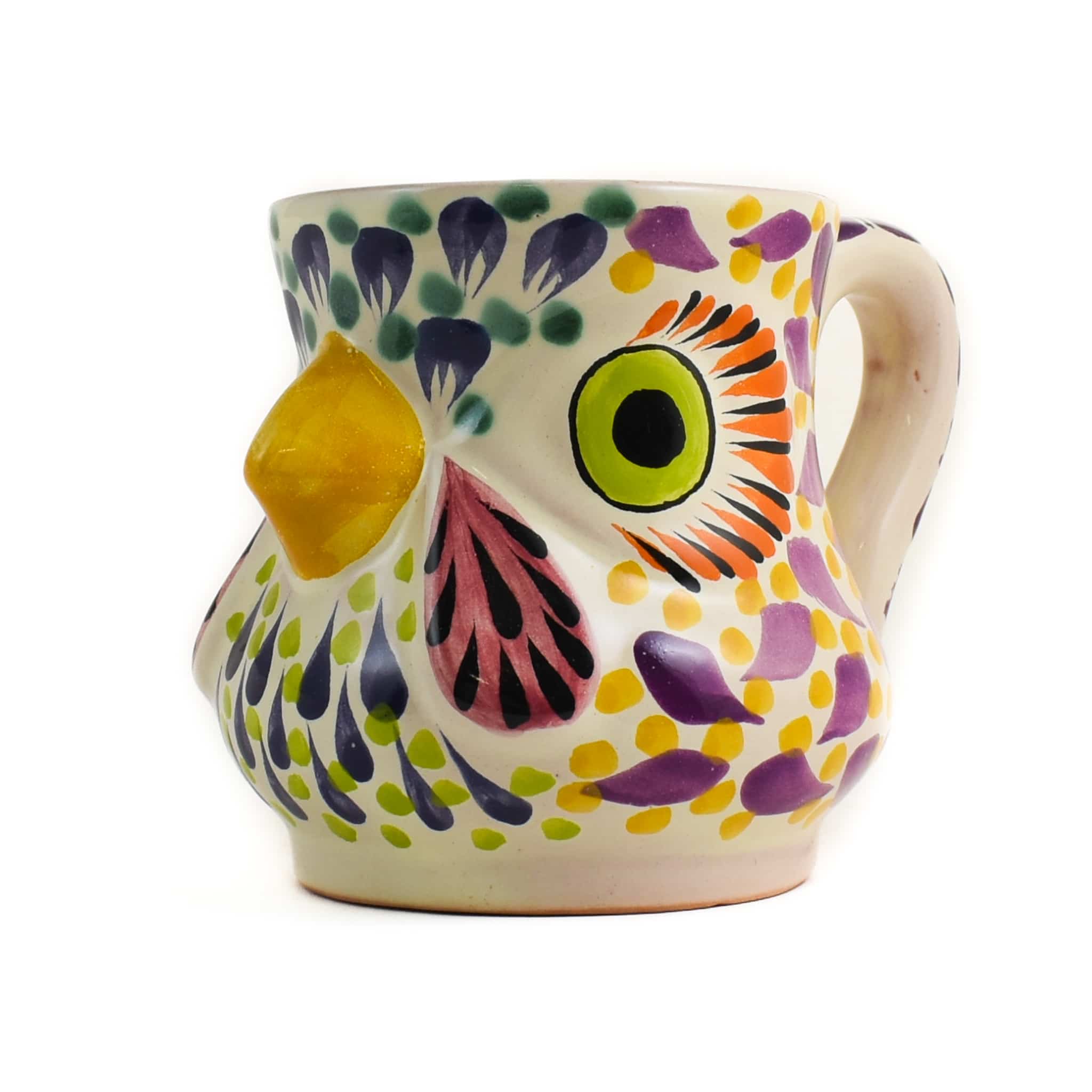 Mexican Hand Painted Rooster Mug with Orange Detail, 400ml - Image 2