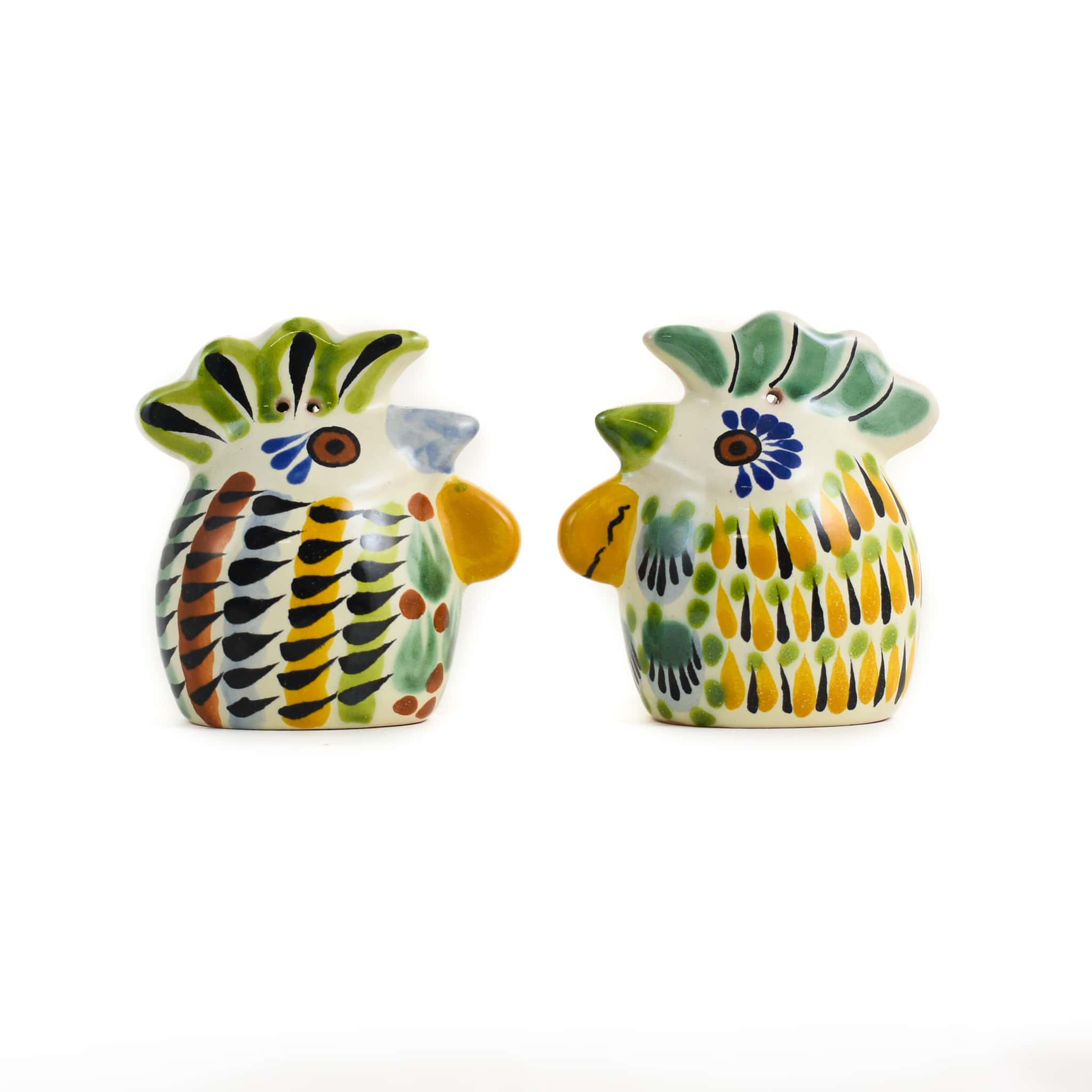 Mexican Hand Painted Rooster Salt & Pepper Shaker Set - Image 2