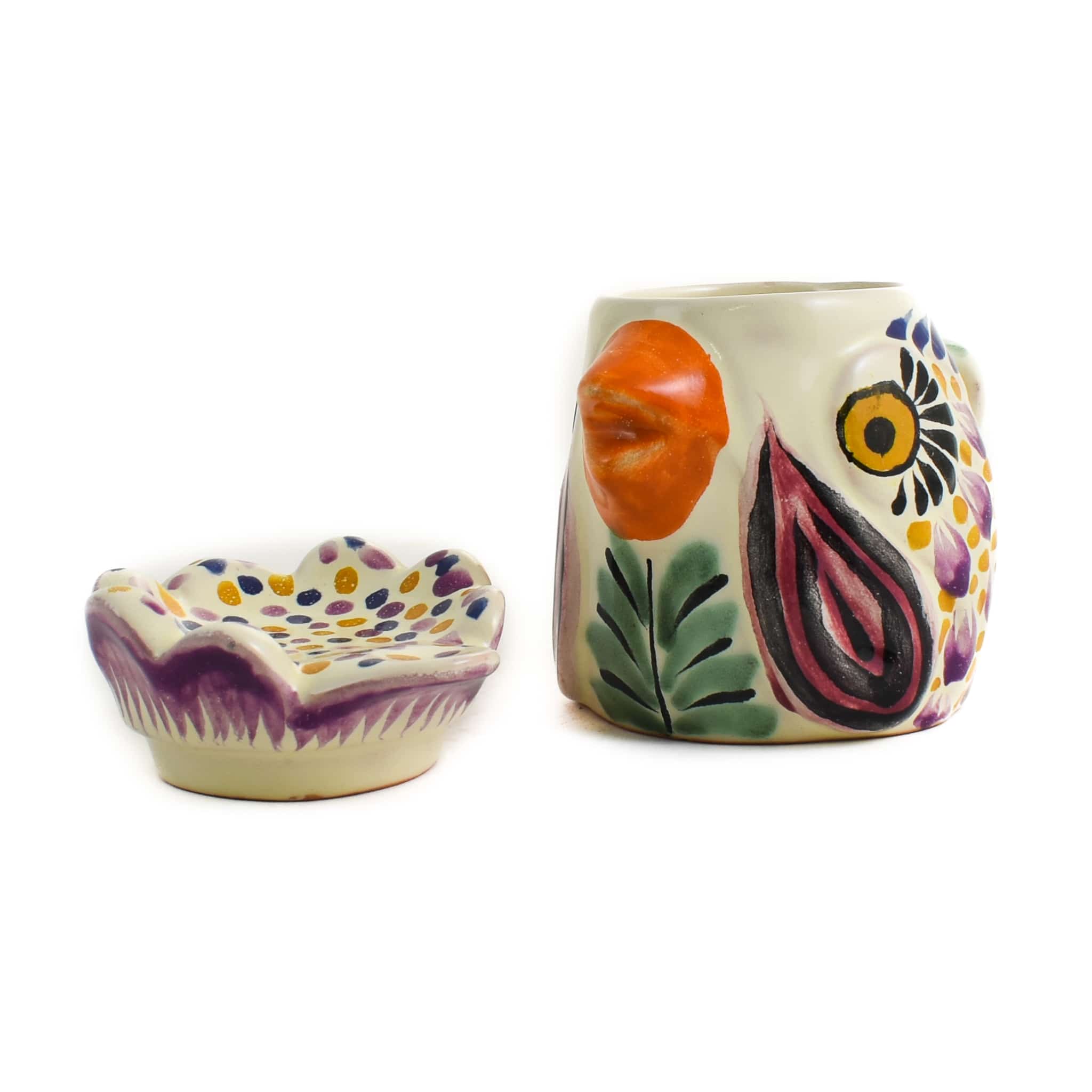 Mexican Hand Painted Rooster Sugar Bowl - Image 4