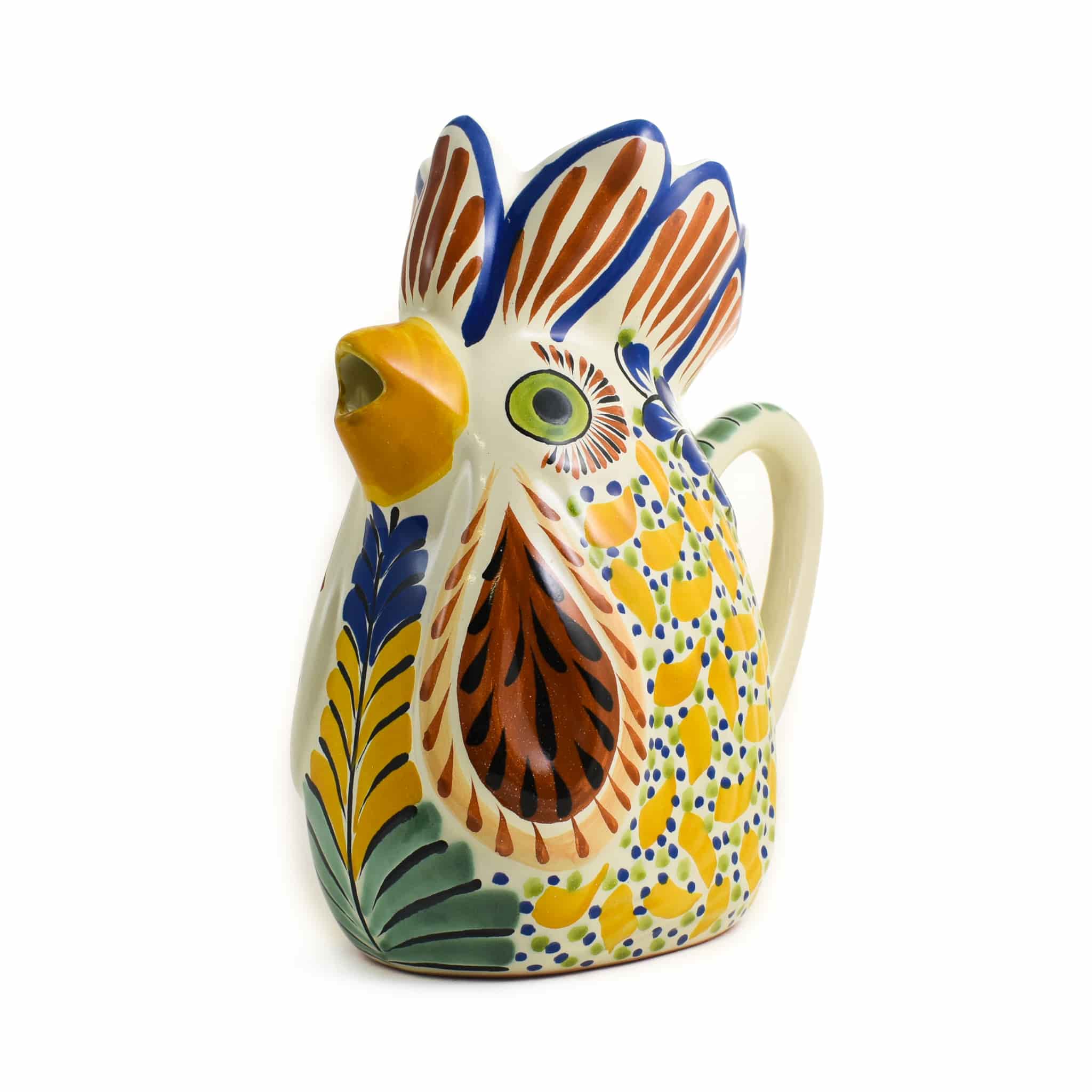 Mexican Hand Painted Yellow Rooster Pitcher - Image 2