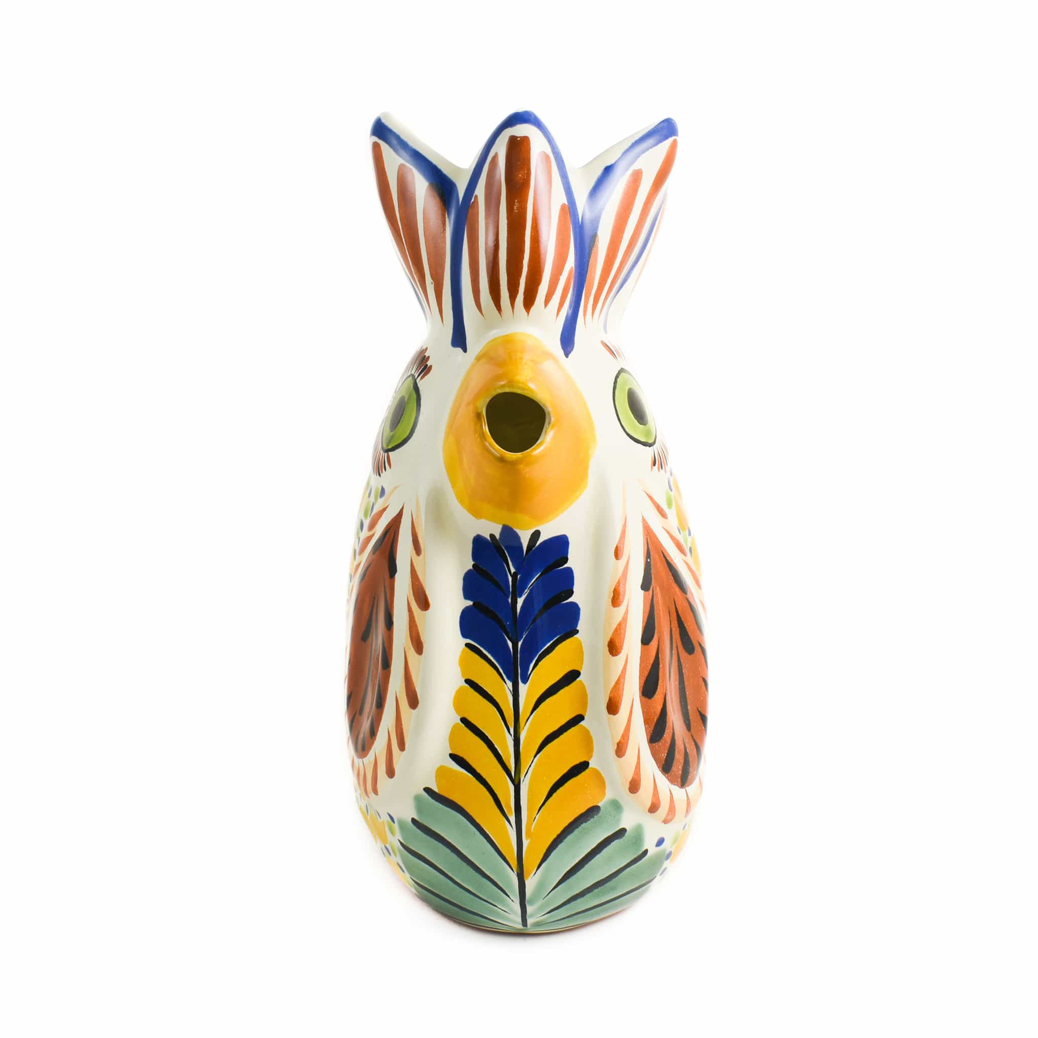 Mexican Hand Painted Yellow Rooster Pitcher - Image 3
