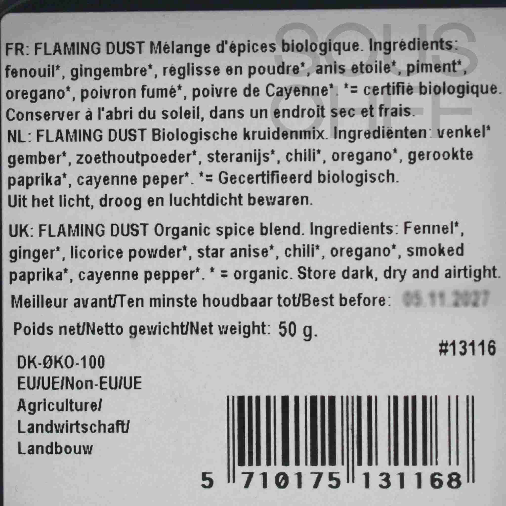Mill & Mortar Organic Flaming Dust BBQ Rub, 50g - Image 2