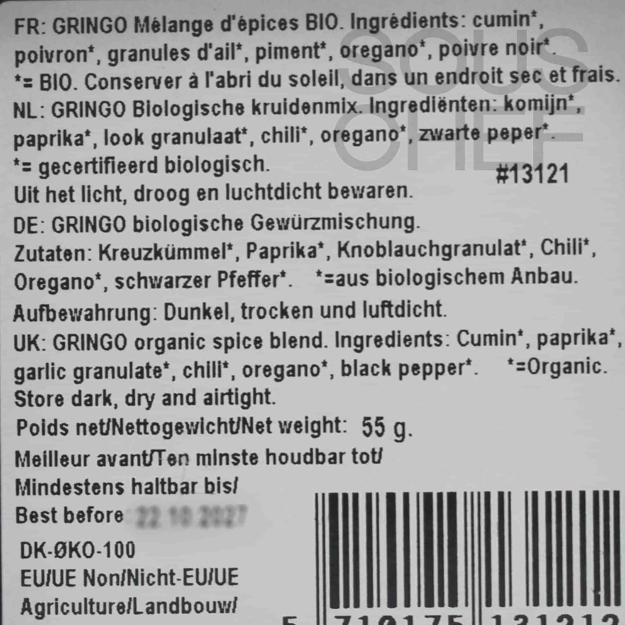 Mill & Mortar Organic Gringo Tex Mex, 55g - Image 2