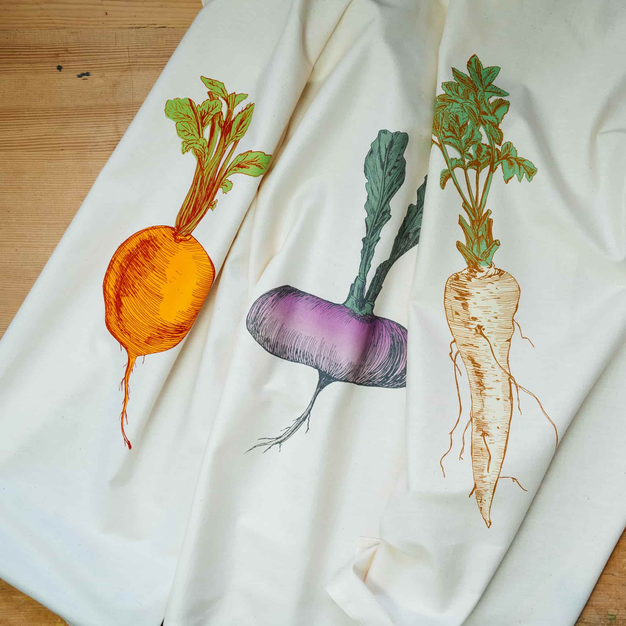 Lottie Day Gift Box Set of 3 Mixed Veg Tea Towel - Image 4