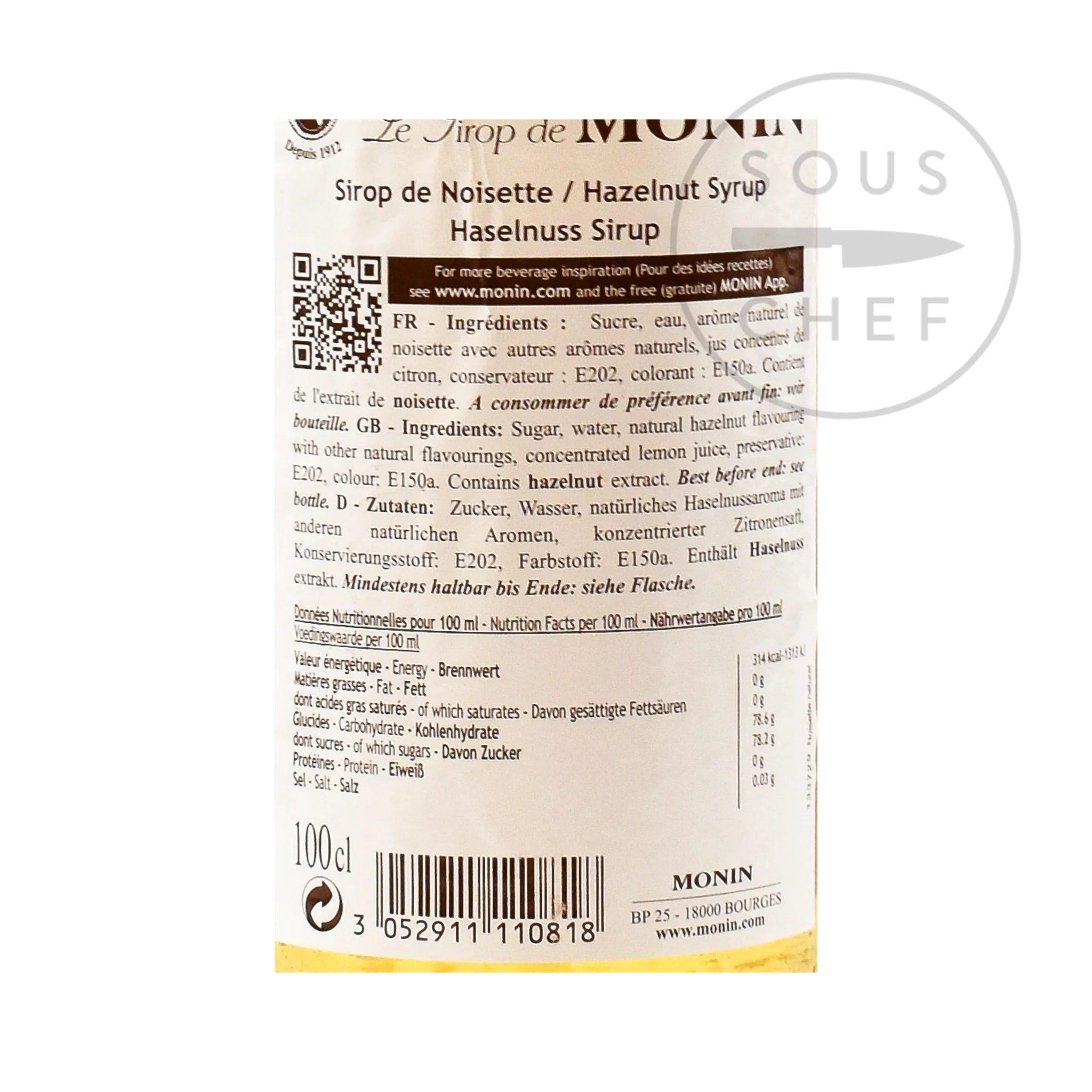 Monin Hazelnut Syrup, 1 litre - Image 3