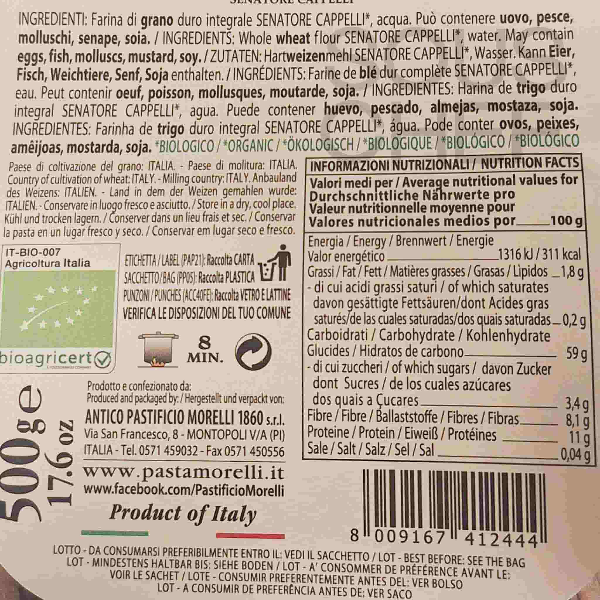 Morelli Organic Strozzapreti Senatore Cappelli Wholemeal Pasta, 500g - Image 2