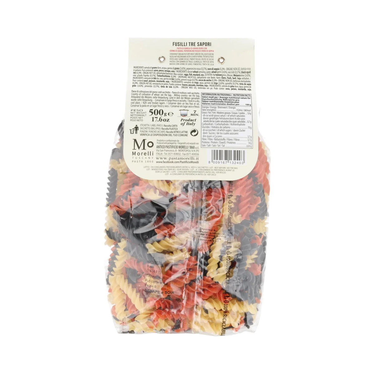 Morelli Tricolore Fusilli, 500g - Image 2
